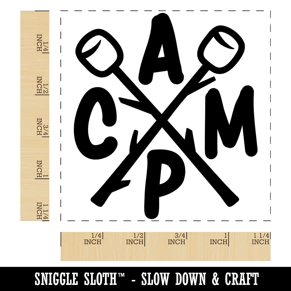 Premium Camp Crossed Marshmallows Rubber Stamp for DIY Scrapbooking, Card Making & Camping Crafts - 1.25 Inch Small Square Stamp for Hiking Memories & Outdoor-Themed Projects