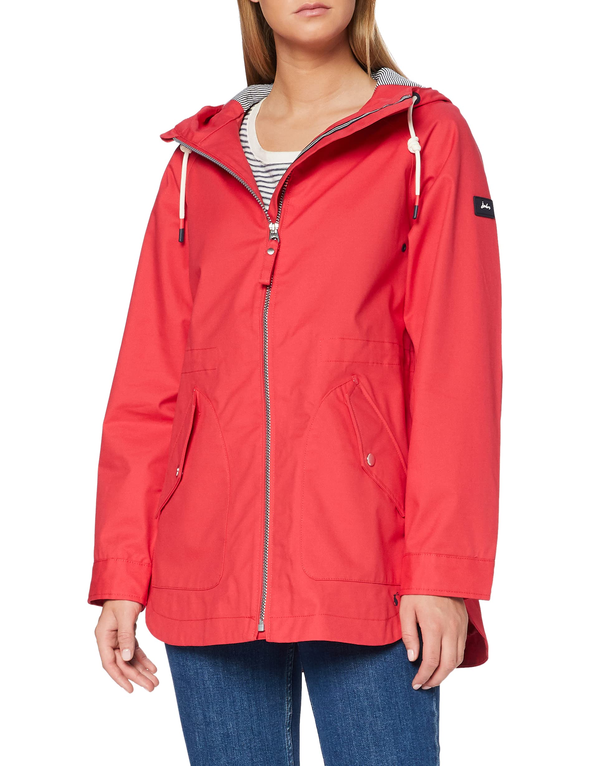 Joules Women's Waterproof Raincoat with Hood - Lightweight & Windproof Jacket for Outdoor Activities, Commuting, and Travel