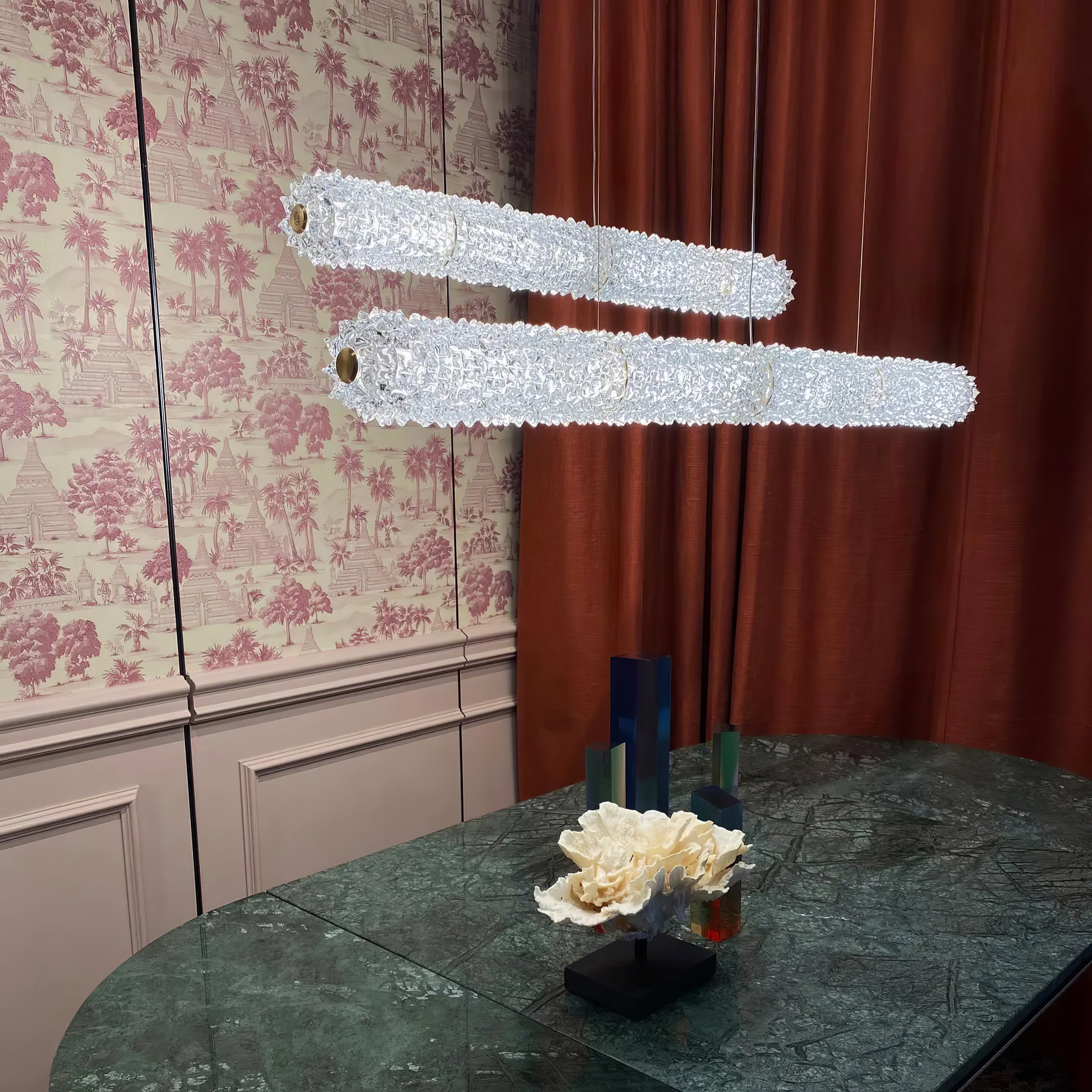 Modern Opera Suspension Lamp - Elegant Hanging Ceiling Light for Living Room, Dining Room, Bedroom - Adjustable Height, Warm White LED Lighting for Home Decor
