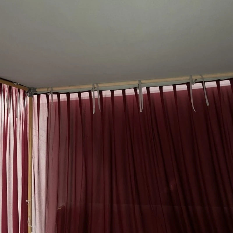 Luxury Silky Semi-Sheer Canopy Bed Curtain - Elegant Sheer Fabric for Romantic Bedroom Decor, Wedding, Nursery & Boho Chic Home Decor