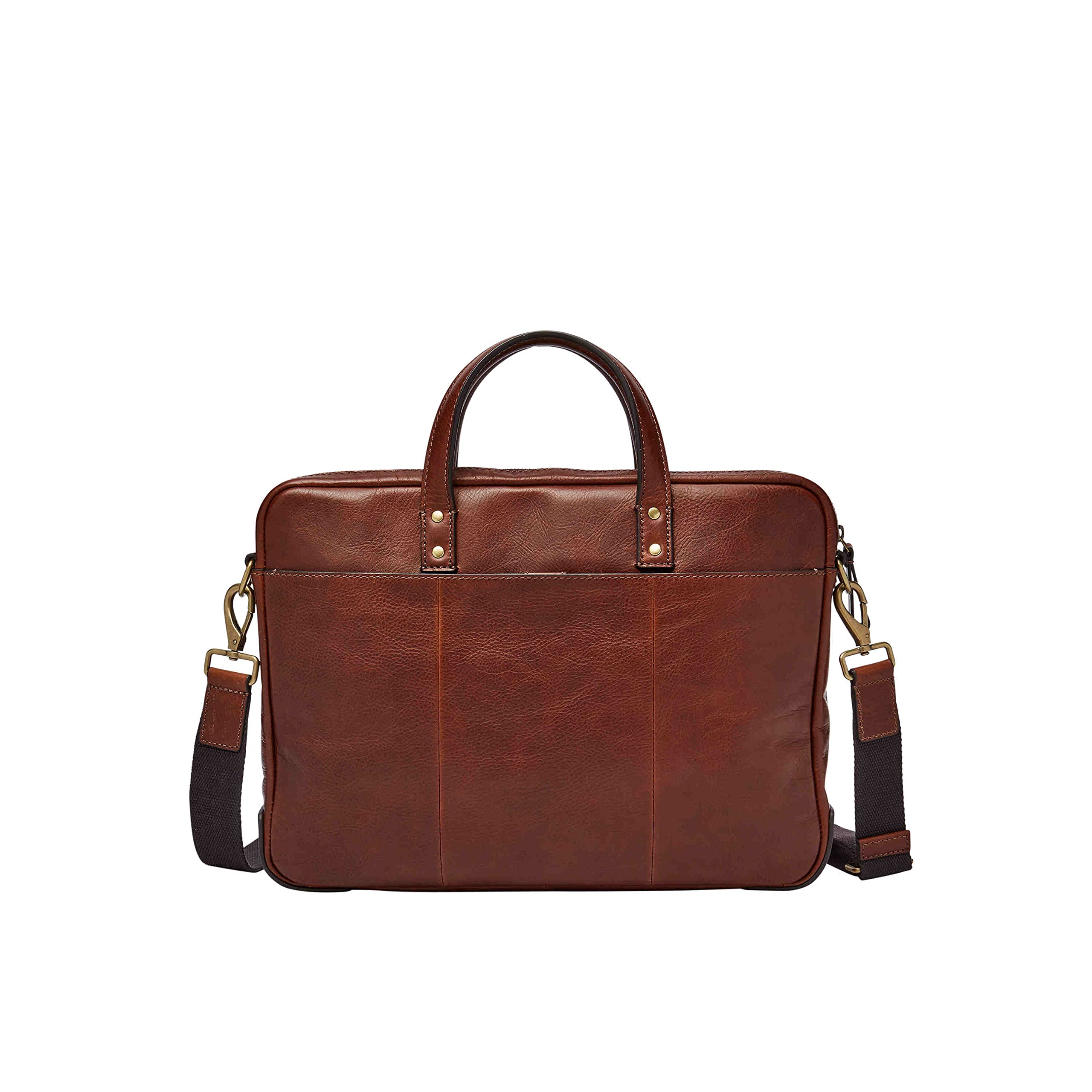 Fossil Men's Haskell & Asher Genuine Leather Messenger Briefcase - Professional Laptop Bag for Business, Work & Travel - Fits 15.6 Inch Laptop & Documents