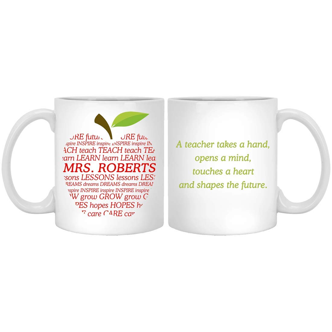 Personalized Teacher Mug with Name - Gift for Women Teachers in PE, Math, Art, Science - Perfect for Teacher Appreciation Day & Retirement Gifts (White)