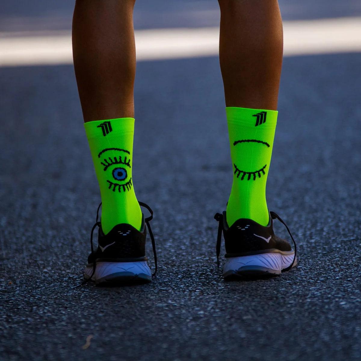 Sporkcs Yellow Running Socks for Men & Women - Breathable Cushioned Athletic Socks for Jogging, Gym Workouts & Marathon Training