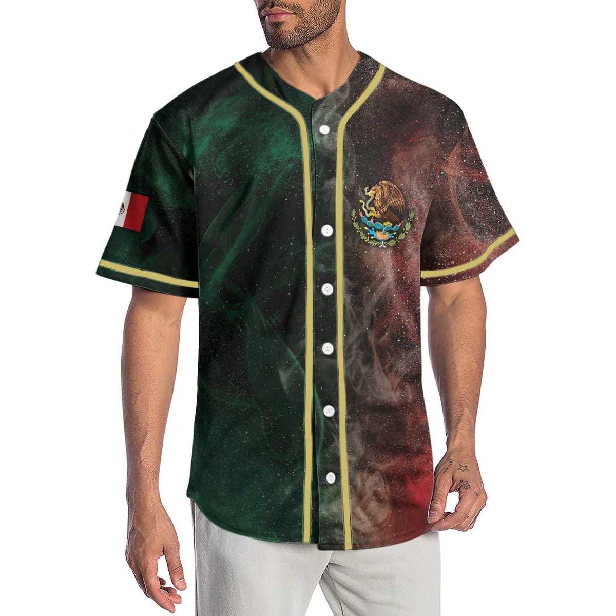 HYPERFAVOR Authentic Mexico Baseball Jersey for Men - Short Sleeve Mexican Flag Jersey - Perfect for Games, Parties & Fan Gifts