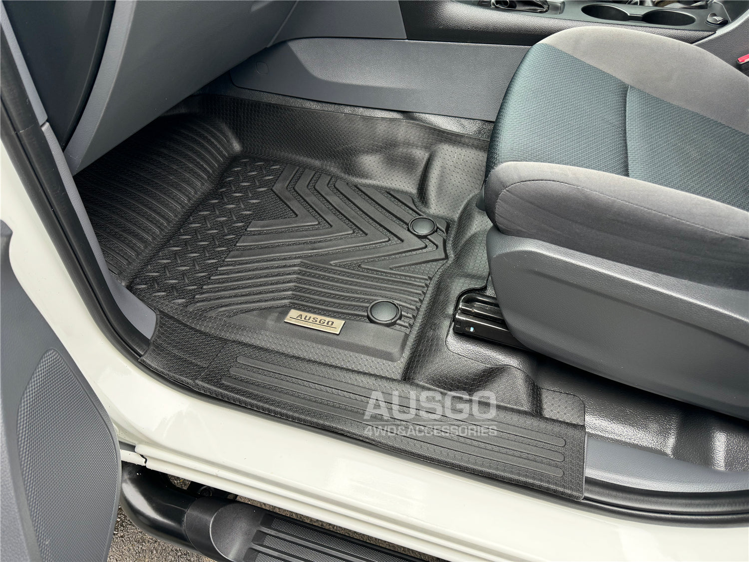 5D Injection Floor Mats + Black Door Sill Protector for Ford Ranger Dual Cab 2011-2022 | All-Weather Car Mats & Scuff Plates | Perfect for Off-Roading, Daily Commute & Truck Protection