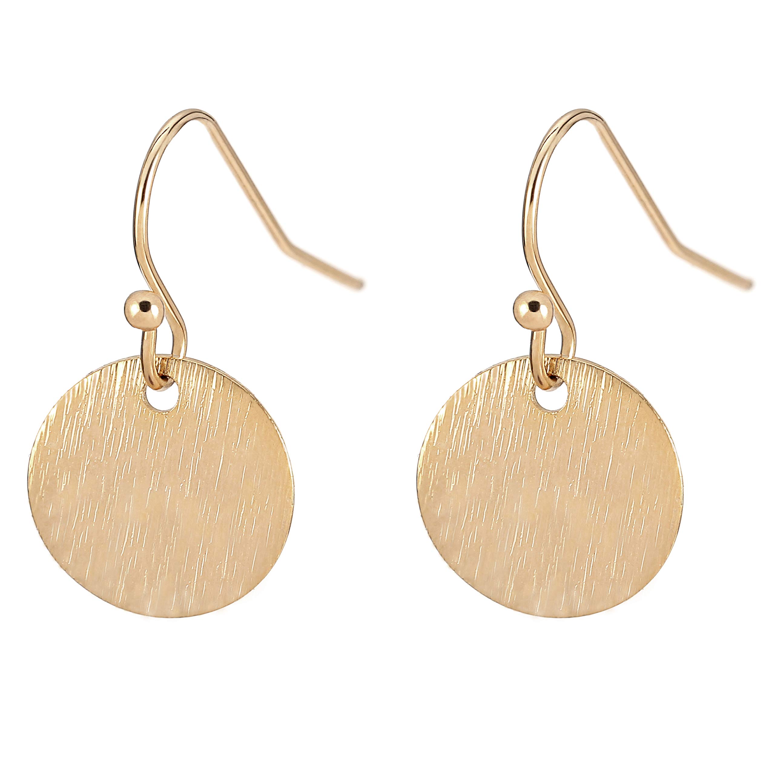 18K Gold Dangle Drop Earrings for Women - Small Round Disc Sun Hoop Earrings, Minimalist Jewelry Gift for Girls | Perfect for Parties, Weddings & Everyday Wear