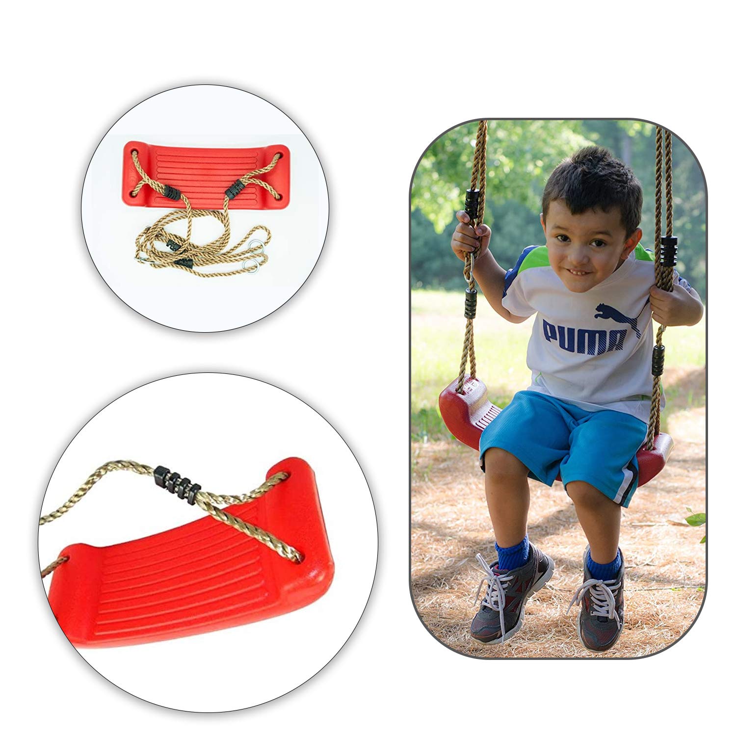 Heavy Duty Kids Swing Set - Durable Outdoor Tree Swing for Children with Strong Nylon Rope - Indoor/Outdoor Playground Swing Seat (Blue) - Perfect for Backyard, Park, and Playground Fun