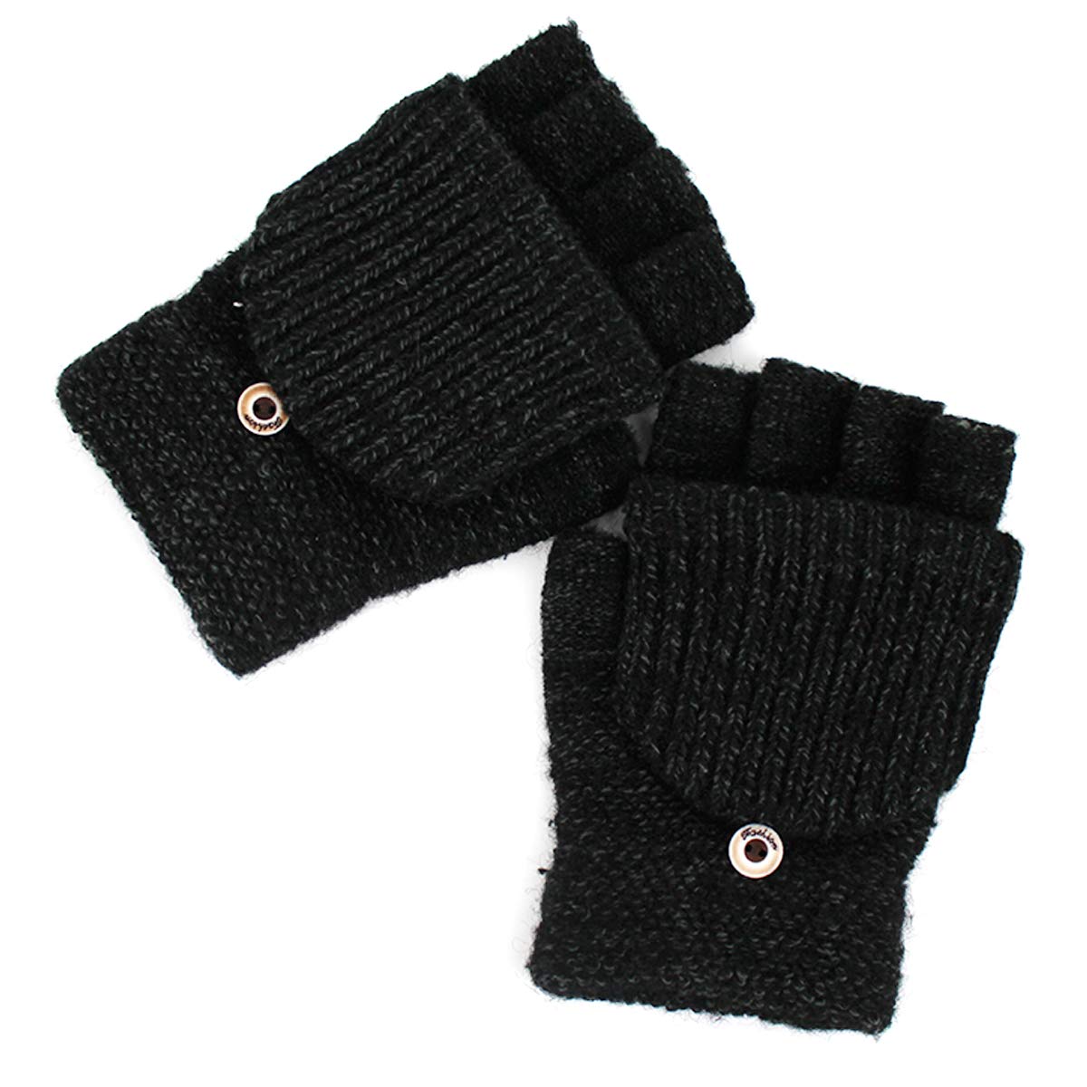 Men's & Teens' Black Striped Winter Warm Knit Fingerless Gloves with Convertible Mitten Cover - Perfect for Cold Weather, Outdoor Activities & Fashion Accessory