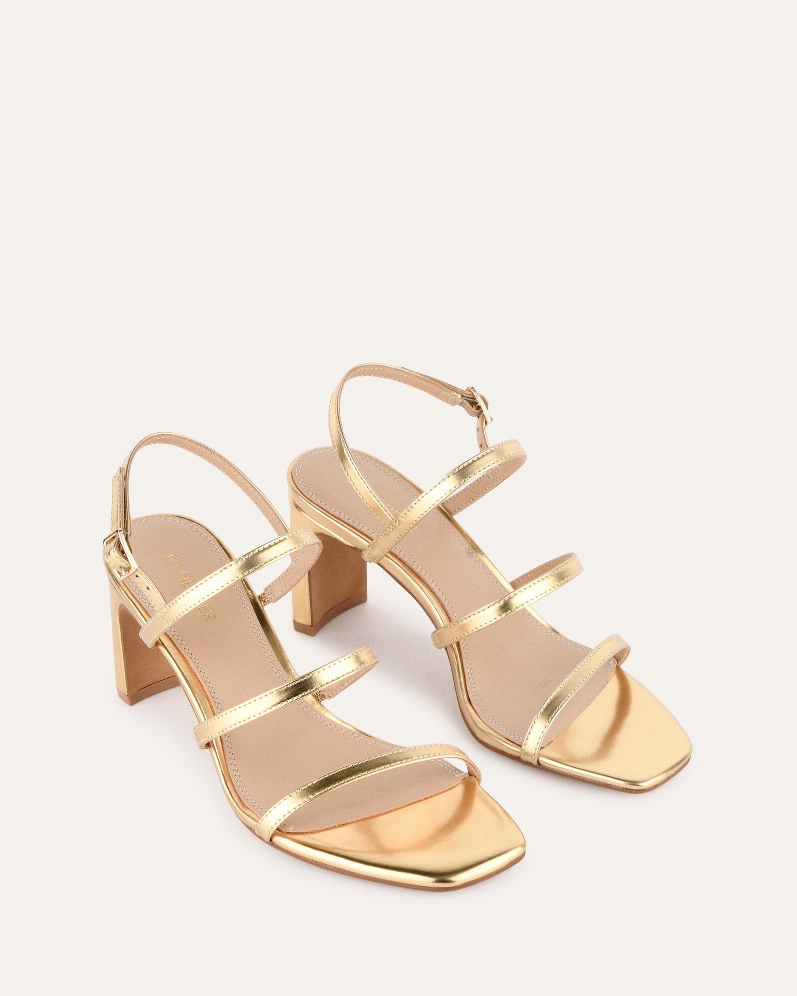 NIX Women's Mid Heel Sandals - Gold Patent Leather Strappy Summer Dress Shoes for Weddings, Parties & Date Nights