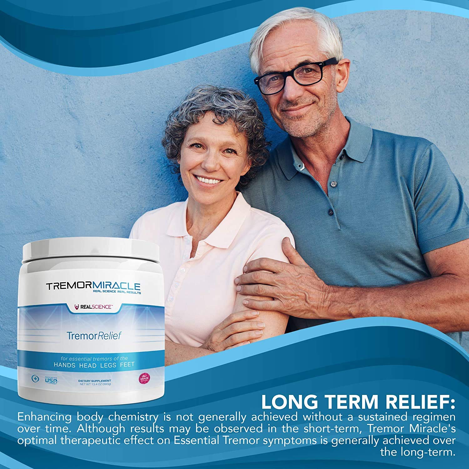 Tremor Miracle - Natural Herbal Supplement for Essential Tremor Relief in Hands, Legs, Feet & Head - 13.4 Oz Grape Flavor Powder (3 Pack) - Supports Daily Comfort & Mobility