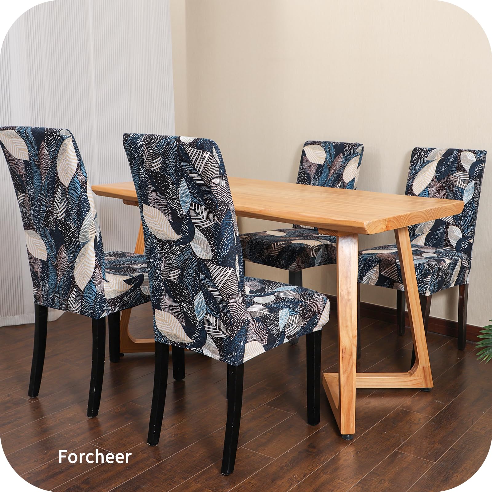 FORCHEER Stretch Dining Chair Covers Set of 6 - Floral Pattern Washable Slipcovers for Kitchen & Dining Room Chairs | Perfect for Home Decor, Parties & Everyday Use