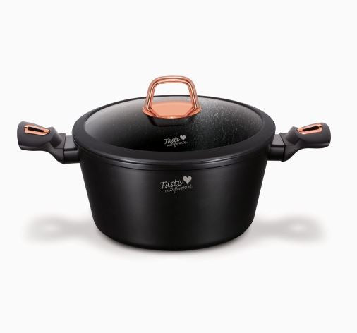 Premium Black Rose Casserole Pot - High-Quality Ceramic Dutch Oven for Baking, Roasting & Slow Cooking - Perfect for Soups, Stews & Family Dinners