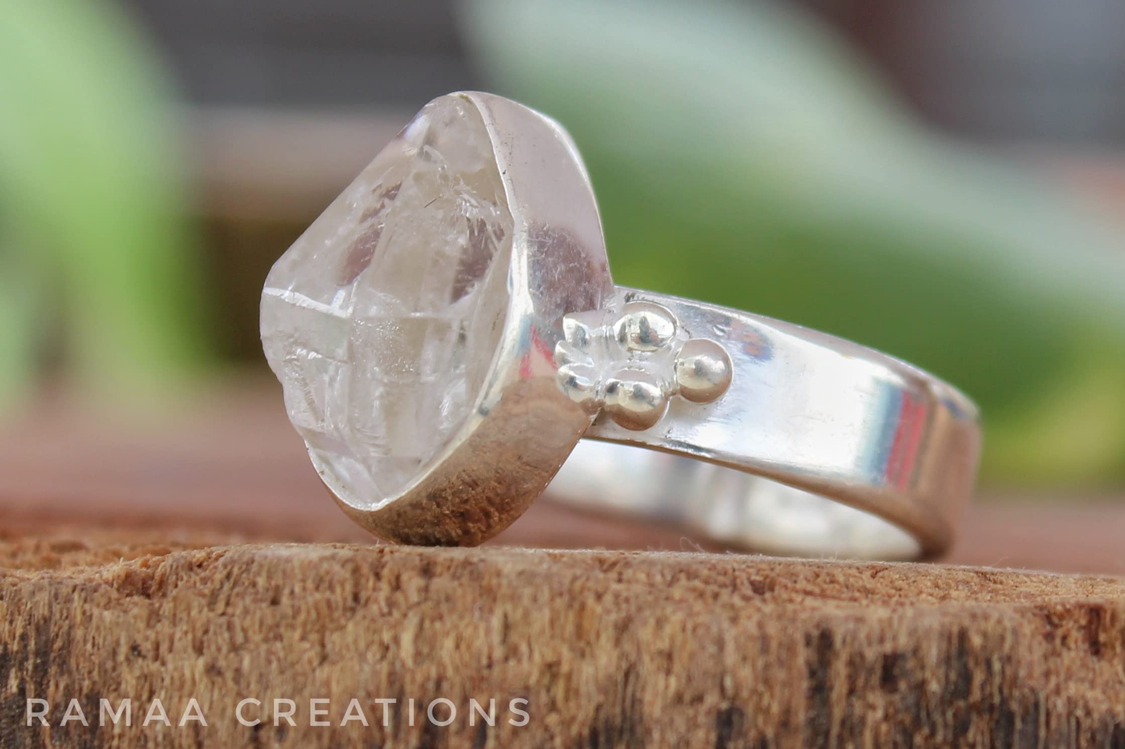 Natural Herkimer Diamond Ring - April Birthstone Sterling Silver 925 Handmade Jewelry | Raw Herkimer Crystal Ring for Women | Perfect for Gifts, Weddings & Everyday Wear