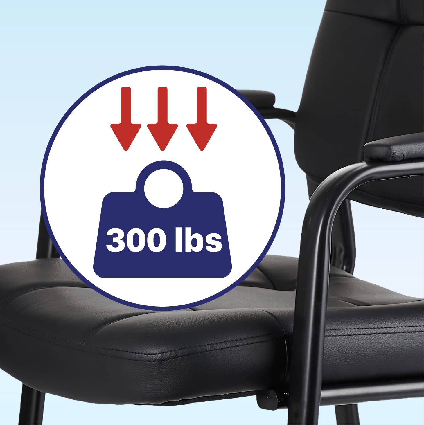 Ergonomic Guest Chair with Padded Armrest - Black for Office & Waiting Room