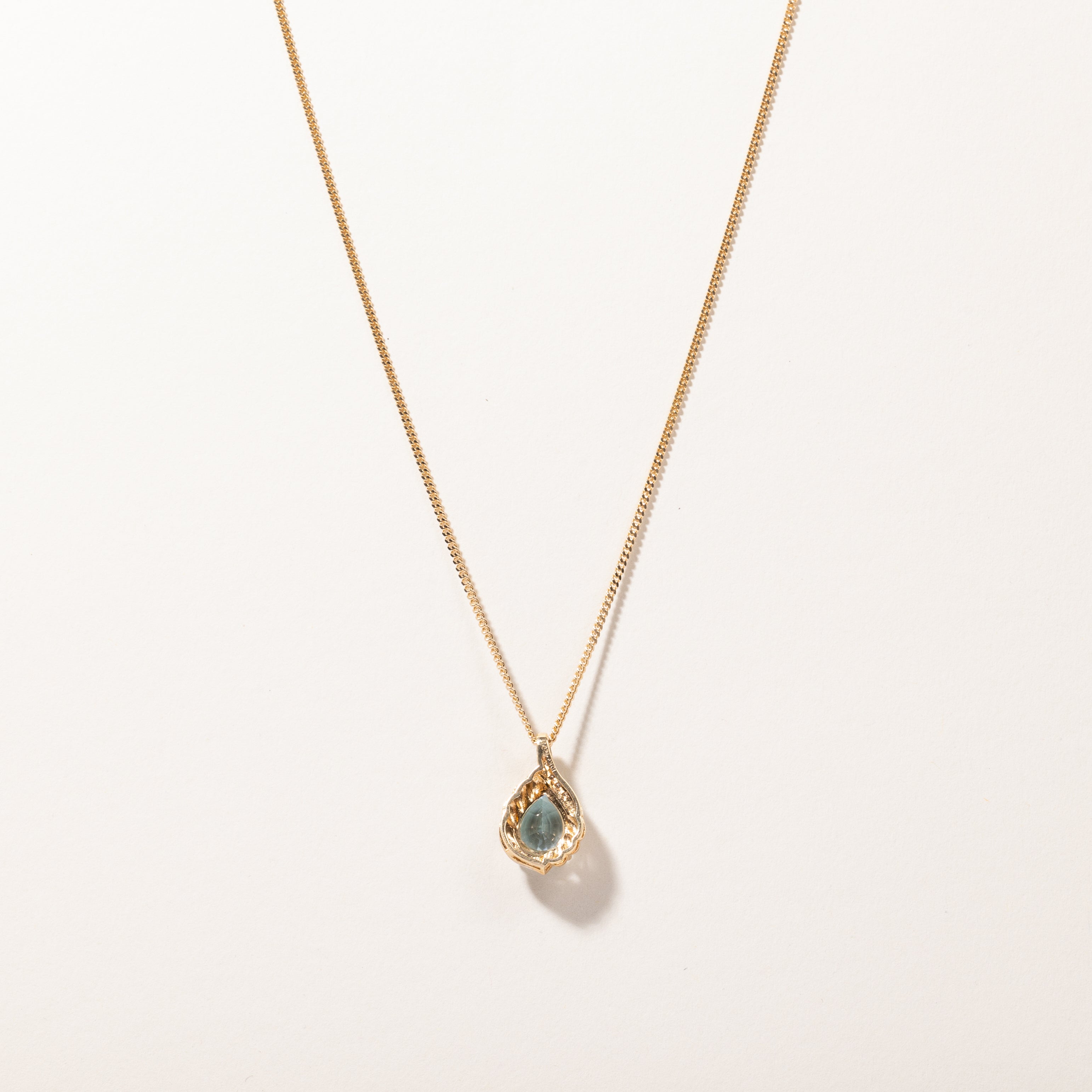 10K Yellow Gold Blue Topaz & Diamond Pendant Necklace | 3.21ct Natural Blue Topaz & 0.07ctw Diamond | 18-20 Inch Adjustable Chain | Elegant Gift for Women, Birthday, Anniversary, Valentine's Day