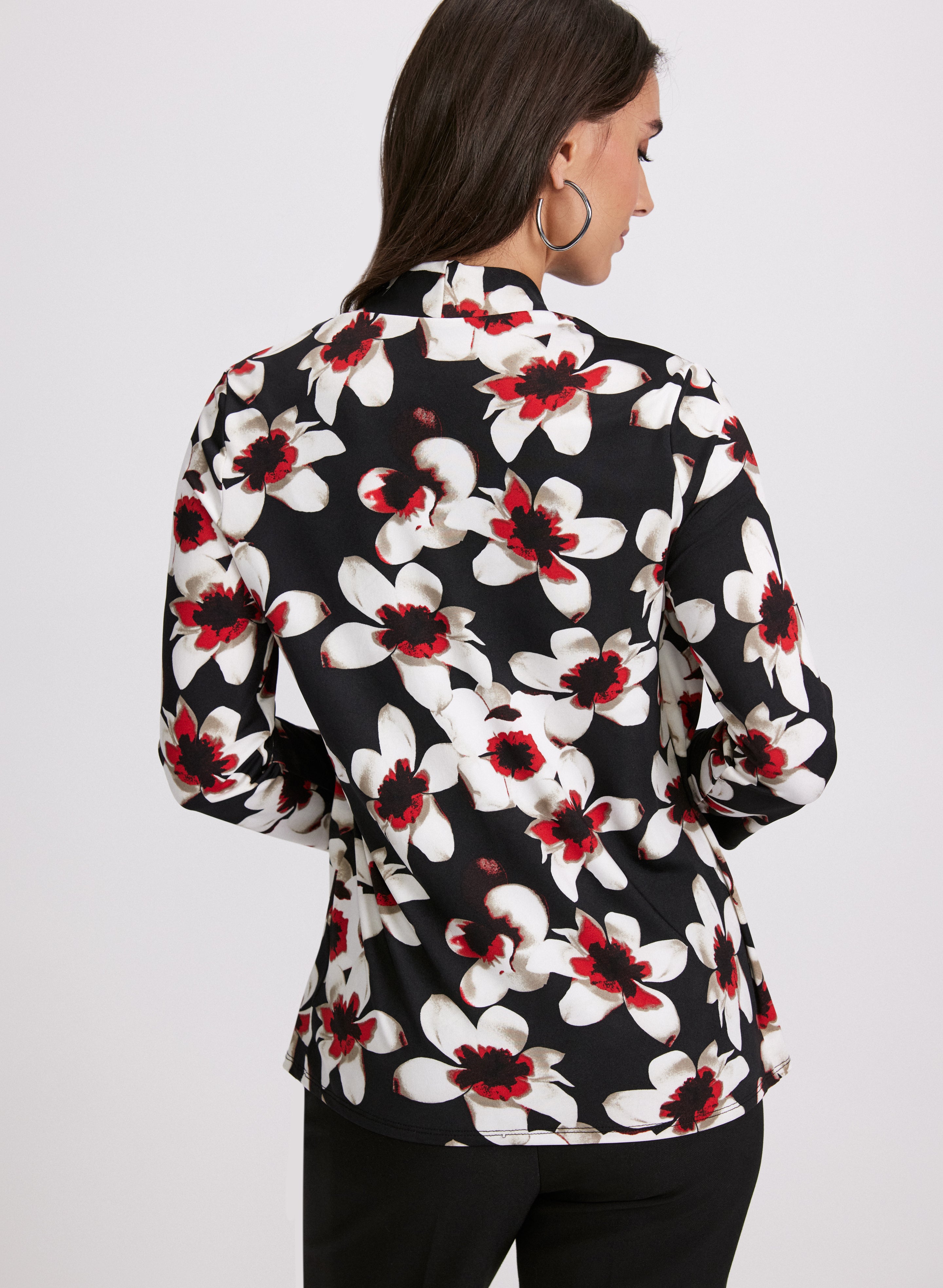 Floral Print Layered Illusion Top for Women - Elegant Blouse for Casual Wear, Date Night & Office Outfits