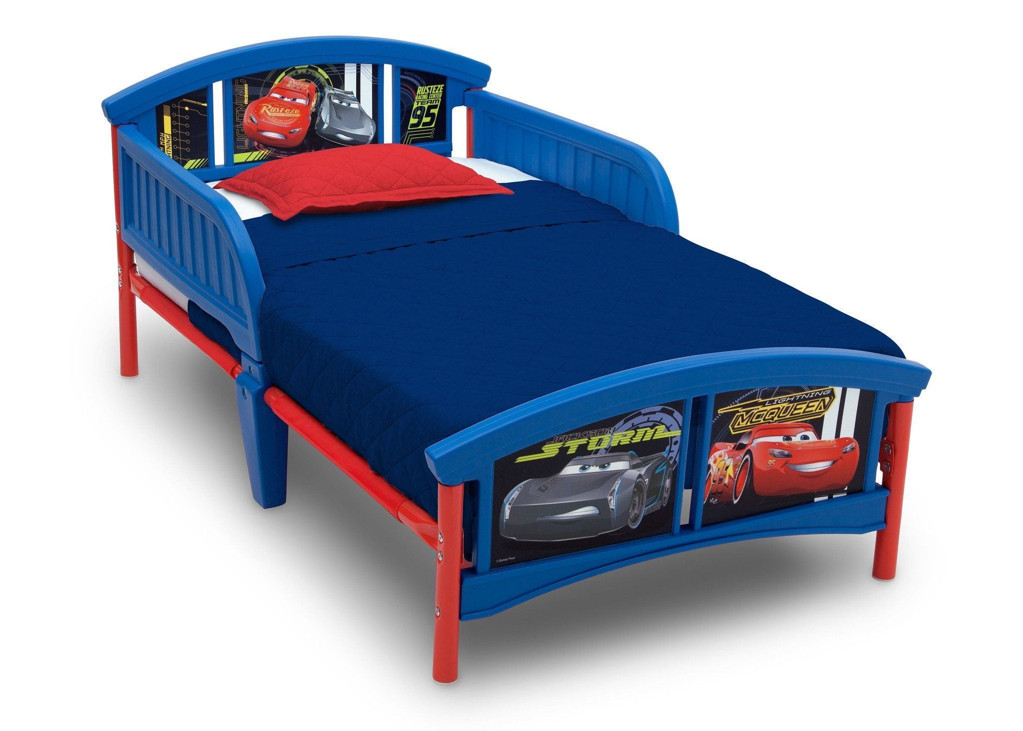 Safe & Comfortable Plastic Toddler Car Bed for Kids - Fun Race Car Design for Boys & Girls Bedroom - Perfect for Toddler Transition from Crib to Big Kid Bed