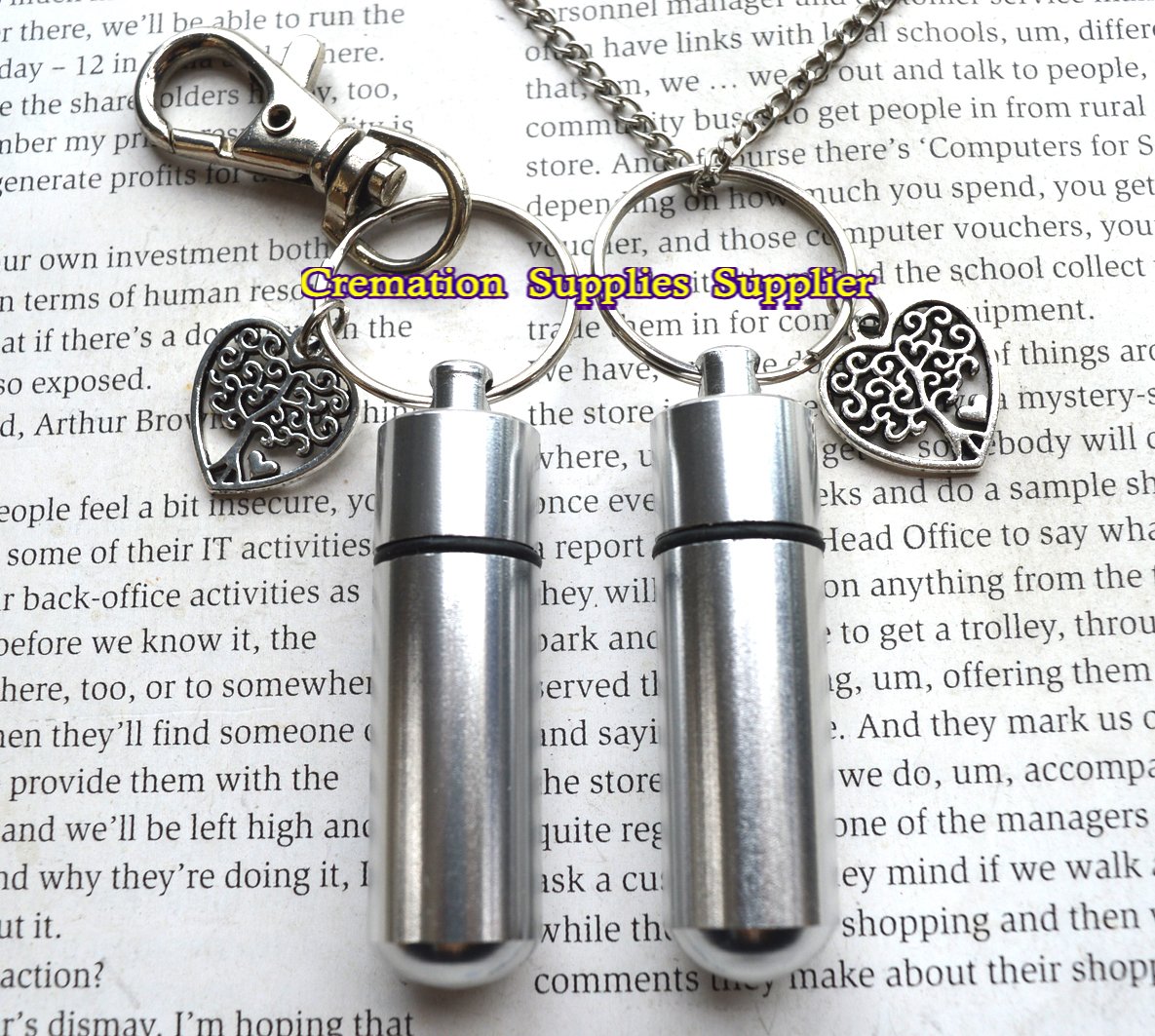 Heart Tree Cremation Ash Necklace & Keychain - Silver Memorial Jewelry for Ashes, Perfume Vial Pendant - Perfect for Keeping Loved Ones Close, Gifts for Bereavement & Special Occasions