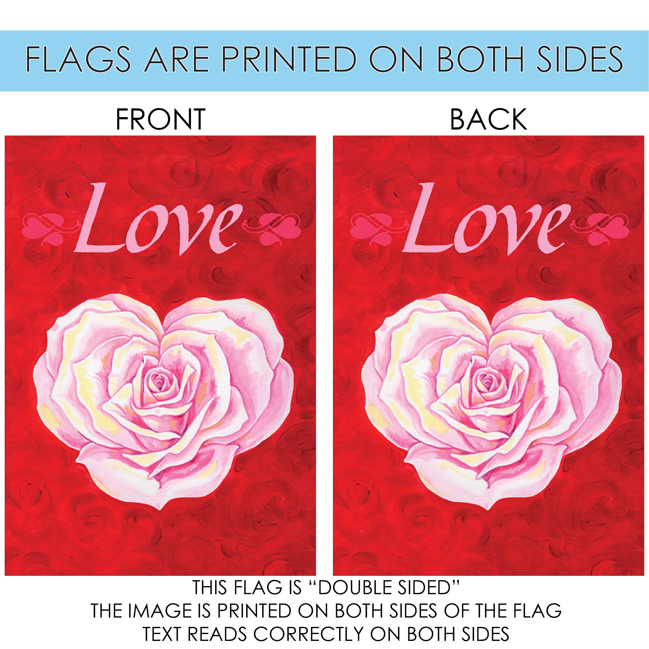 Toland Home Garden 102592 Heart Rose Valentine Flag - 28x40 Inch Double Sided Outdoor Garden Flag for Valentines Day Decor, Yard & House Decoration - Perfect for Front Porch, Lawn & Seasonal Holiday Displays
