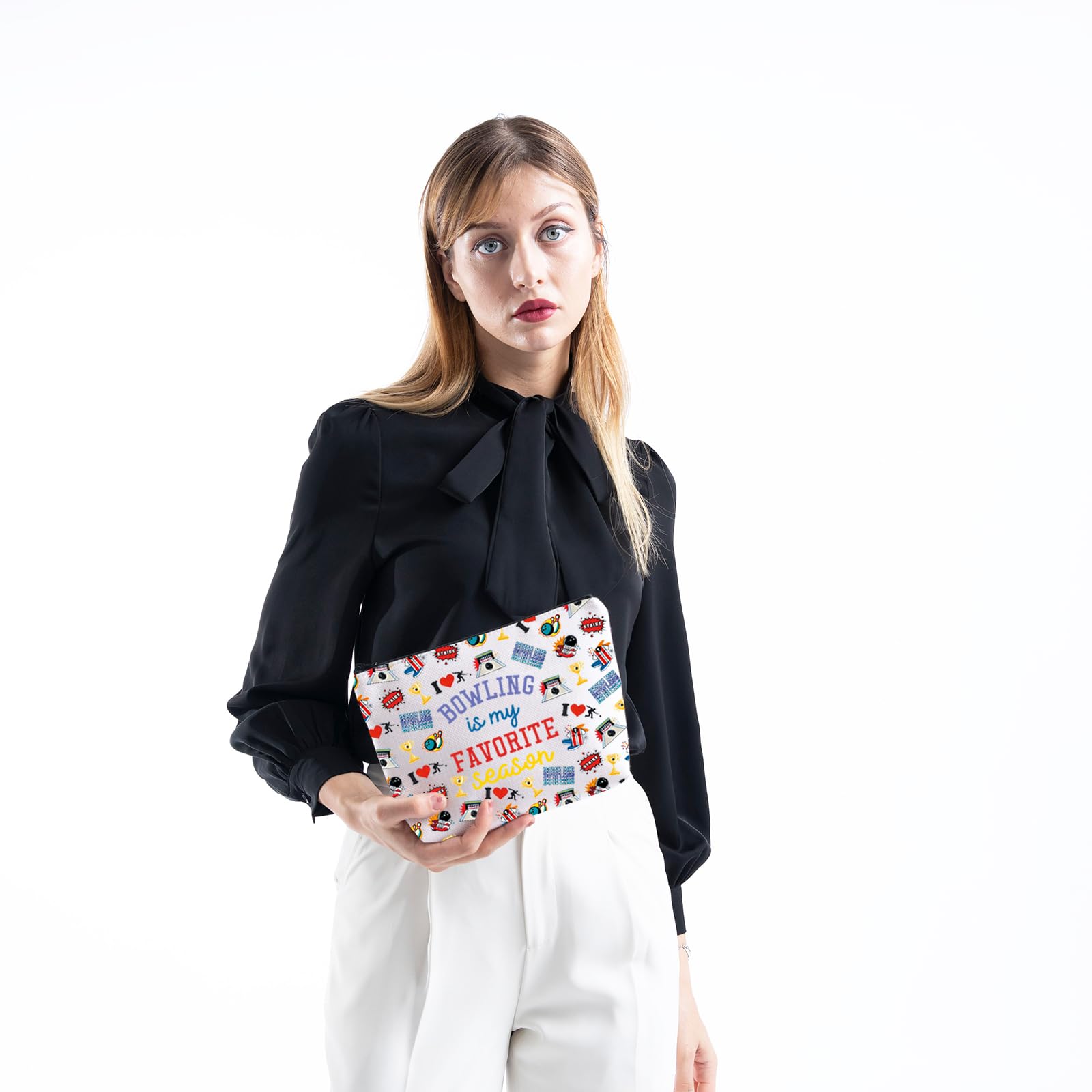 TSOTMO Bowling Themed Makeup Bag - Perfect Gift for Bowling Lovers, Game Day Sports Enthusiasts (Bowling Is My Favorite Season) - Great for Cosmetics Storage & Bowling Alley Essentials
