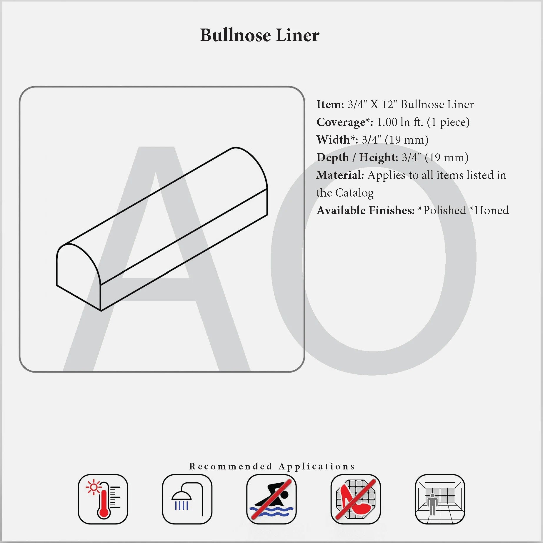 White Thassos 3/4 x 12 Bullnose Tile Trim - Premium Marble Edge Liner for Bathroom, Kitchen Backsplash & Shower Walls