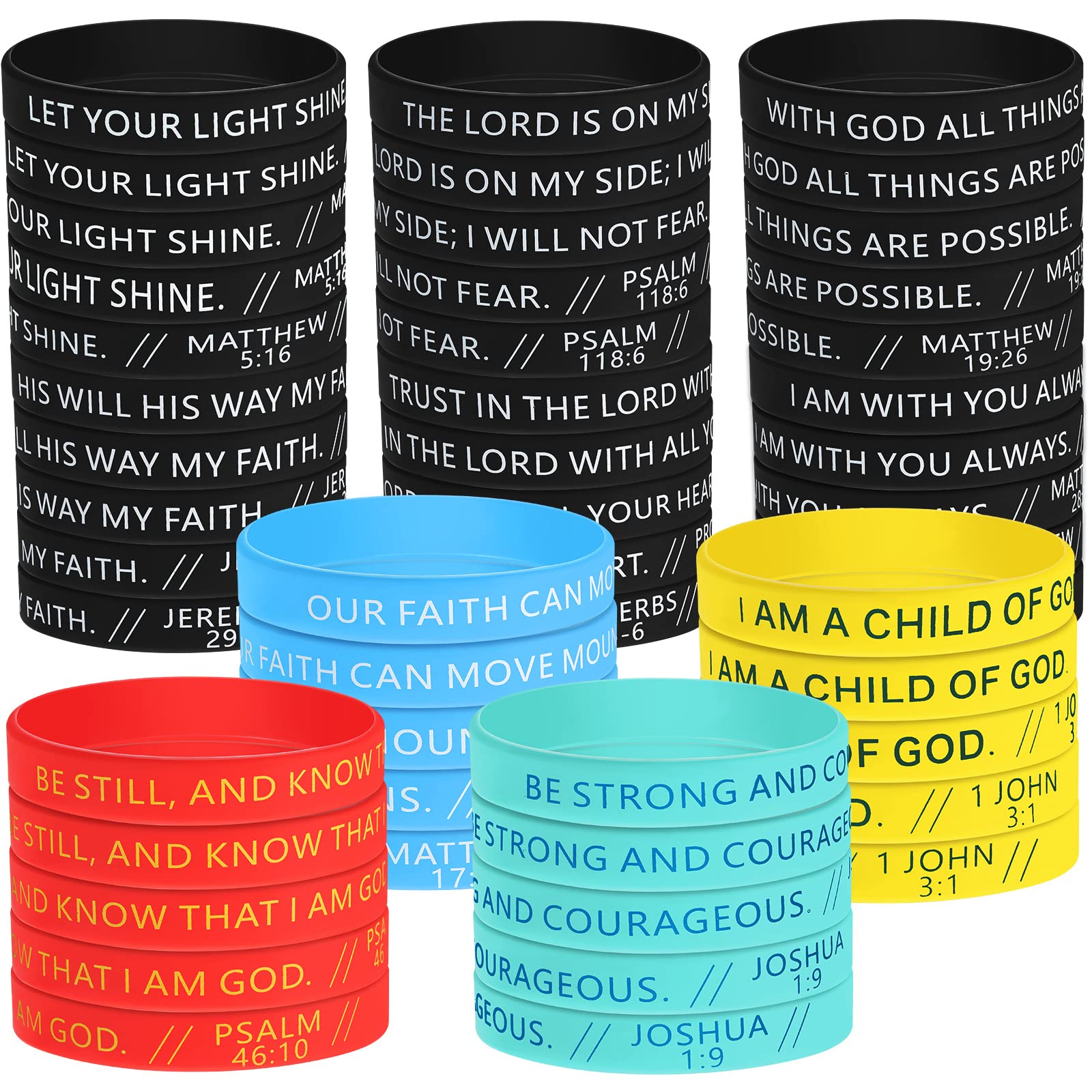 60 Pcs Bible Verse Silicone Bracelets - Religious Christian Inspirational Wristbands with Scripture for Men, Women & Teens - Perfect for Church, Bible Study, Prayer Groups & Faith-Based Events