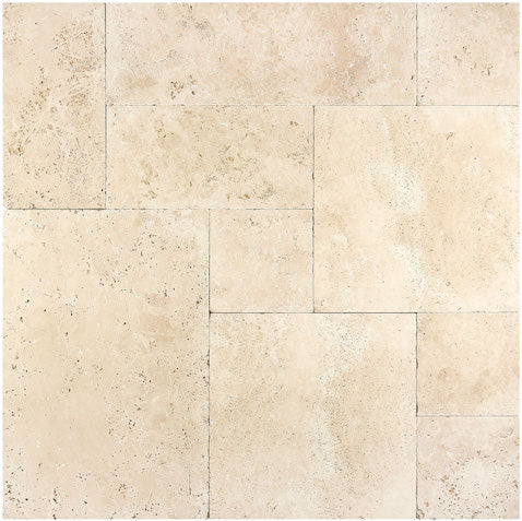 Premium Ivory Travertine Versailles Pattern Tile Set - Honed or Tumbled Finish - Perfect for Bathroom Floors, Kitchen Backsplashes & Mediterranean Style Home Decor