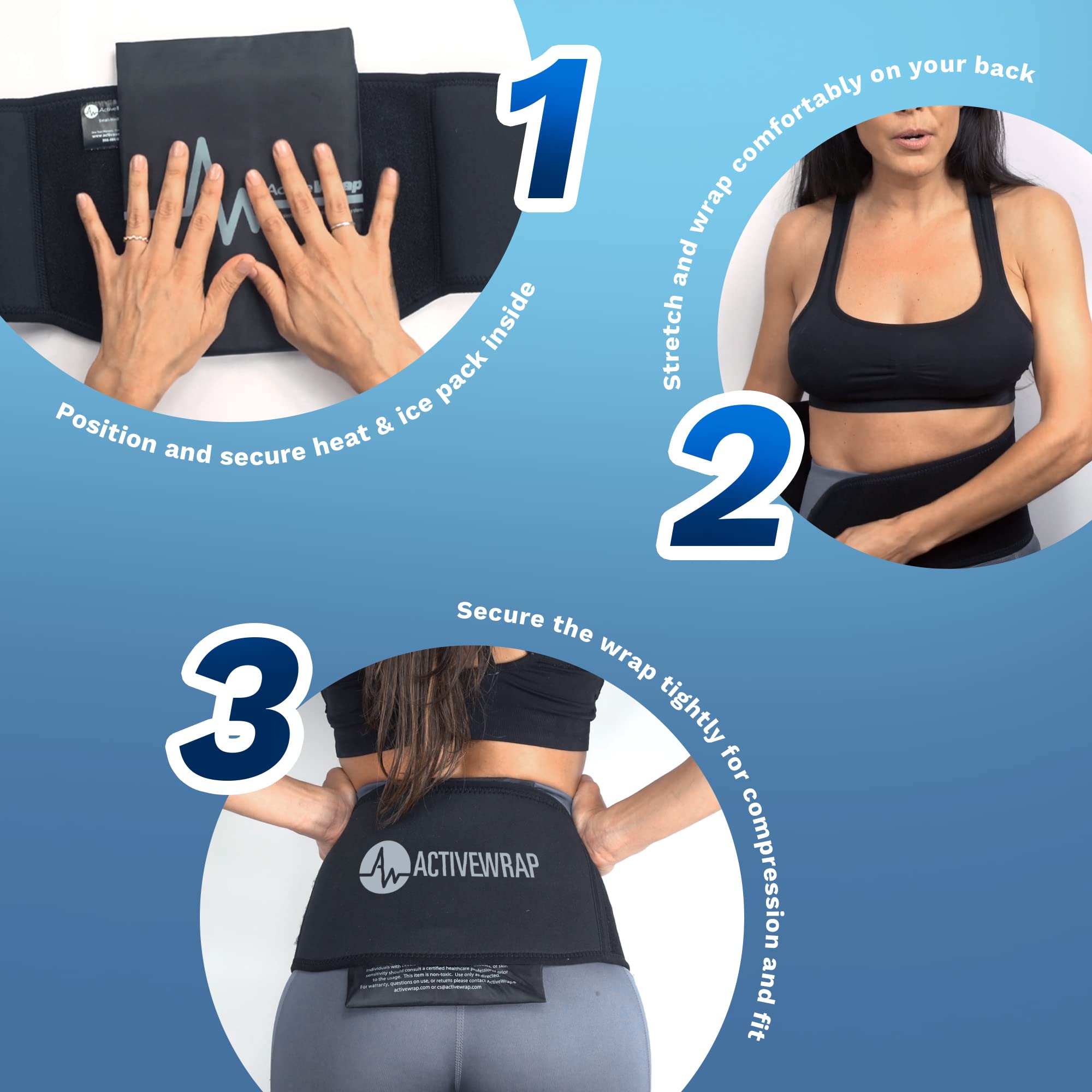 ActiveWrap Reusable Hot & Cold Therapy Ice Pack Wrap with Gel Packs - Sciatica Pain Relief, Lower Back & Hip Support, Flexible Compression for Recovery - Perfect for Post-Workout, Injury Rehabilitation & Chronic Pain Management