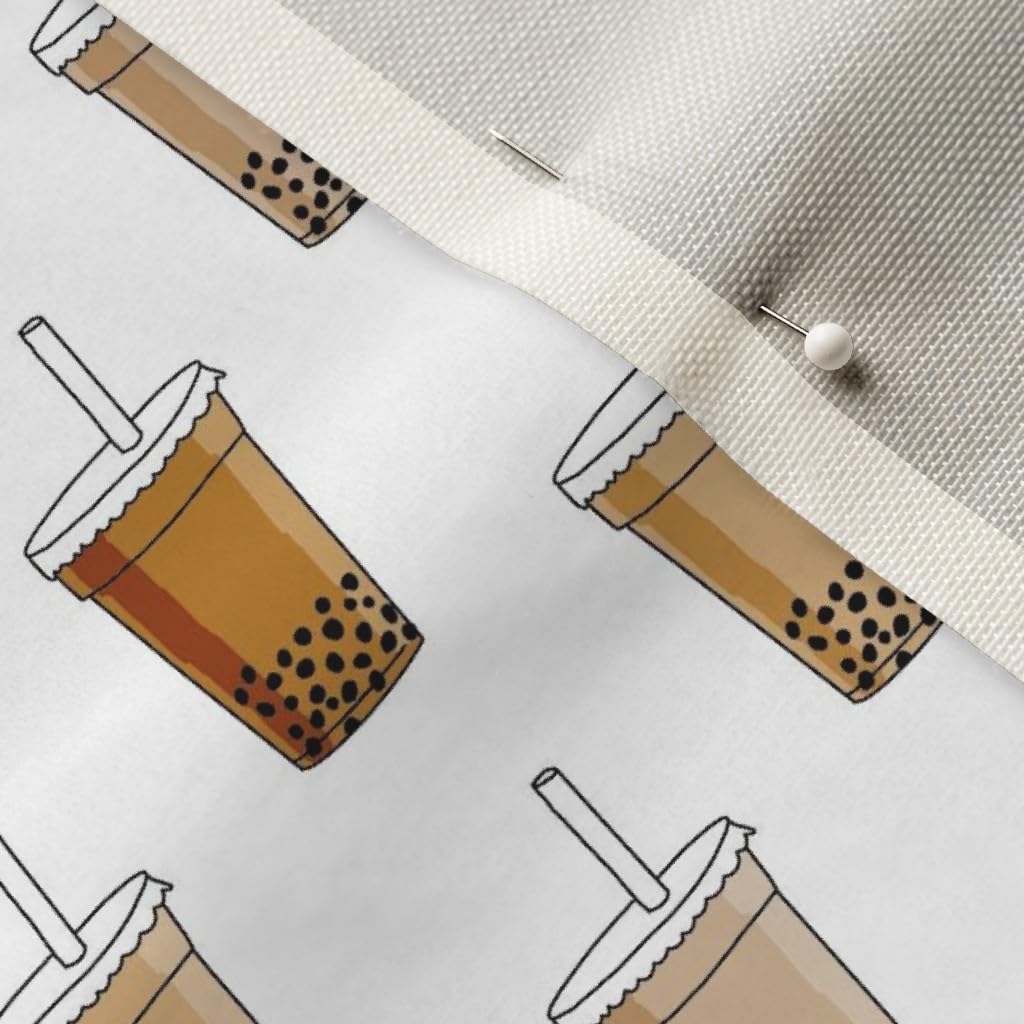 Bubble Tea & Matcha Sweets Printed Velvet Fabric - Spoonflower Upholstery & Apparel Material for Home Decor, DIY Crafts, and Fashion Sewing Projects