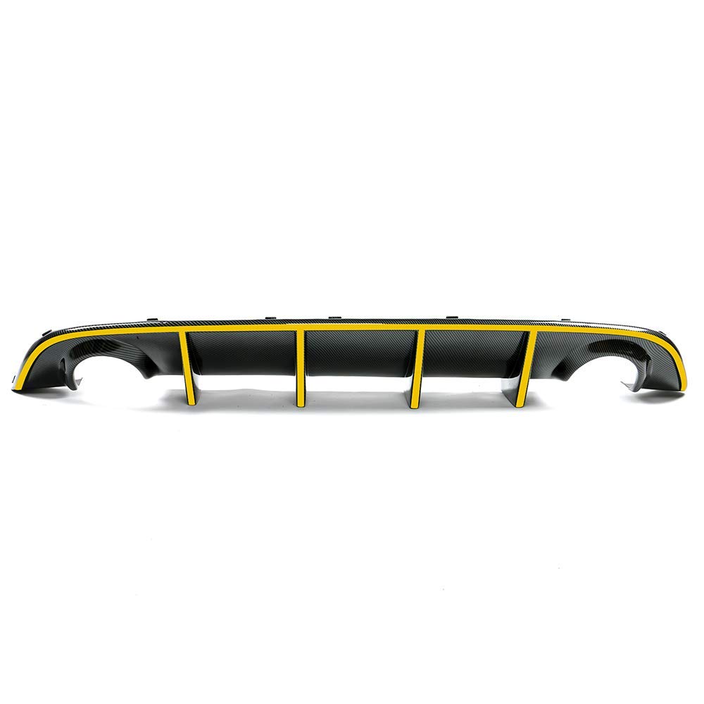 IKON MOTORSPORTS Bumper Lip Spoiler for 2015-2023 Dodge Charger SRT | Factory Style Rear Diffuser with Yellow Reflective Tape | Enhances Aerodynamics & Style for Street Racing & Car Shows