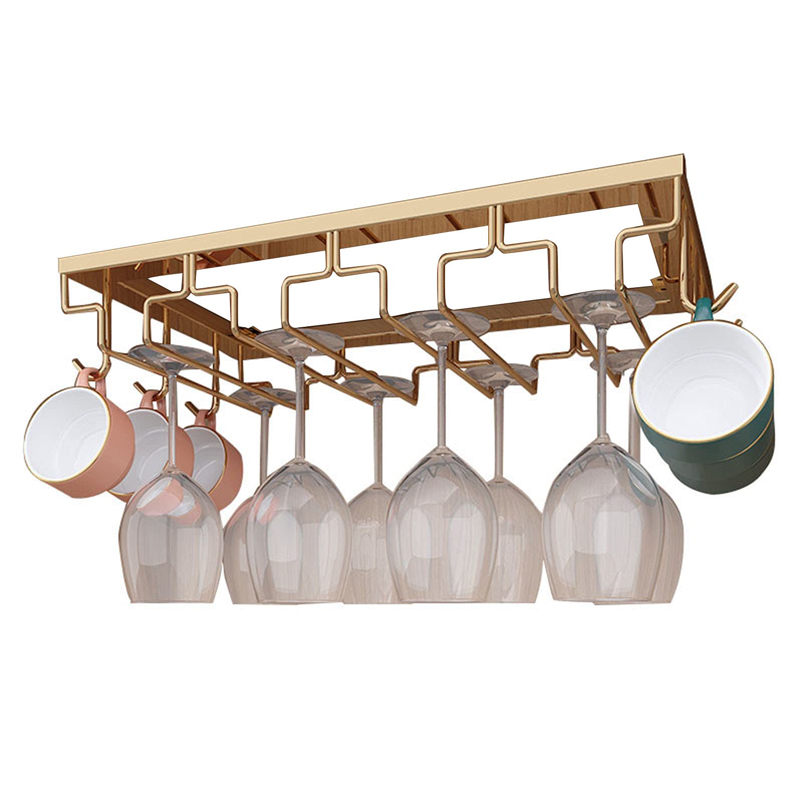 Stainless Steel Under Cabinet Wine Glass Rack - Wall Mounted Stemware Holder for Kitchen & Bar Storage - Perfect for Organizing Wine Glasses, Cups & Decor - Ideal for Home, Restaurant & Wine Cellar Display