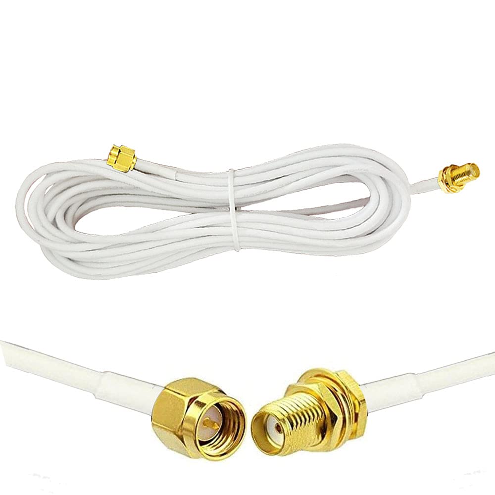 33ft SMA Male to Female WiFi Antenna Extension Cable - High Performance RF Coaxial Cable for Wireless Routers, Security Cameras, Cellular Antennas & Network Cards - Perfect for Home/Office WiFi Boosting & Signal Extension (White)