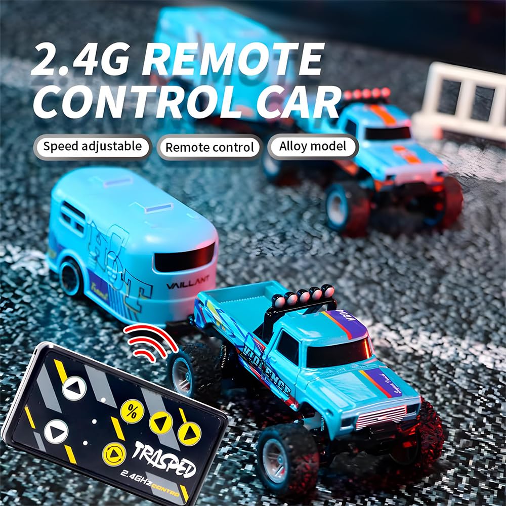 2.4G Mini RC Monster Truck with LED Lights - Remote Control Car for Kids & Adults - Off-Road Stunt Vehicle (Includes Car, Remote & Box, Olive Green) - Perfect for Indoor Play, Backyard Racing & Outdoor Adventures