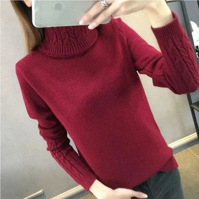 V-Neck Turtleneck Sweater for Women - Soft & Warm Winter Knit Pullover - Perfect for Office, Casual Outfits & Holiday Gatherings