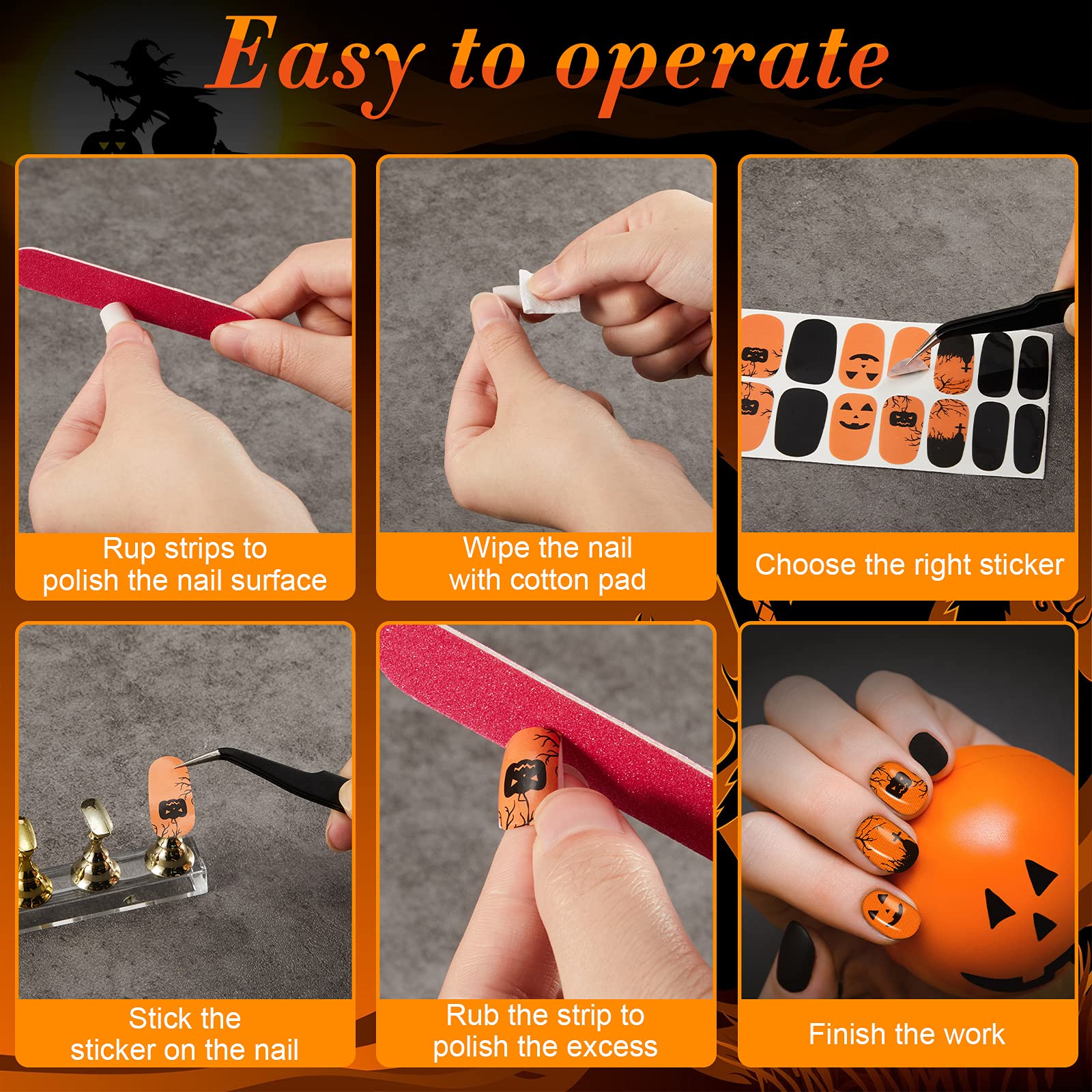 30 Sheets Halloween Nail Wraps - Pumpkin Bat Ghost Spider Nail Stickers for Women & Girls | DIY Nail Art, Party Decor, Salon Manicure | Waterproof Nail Polish Stickers for Halloween Party, Cosplay, Costume Events