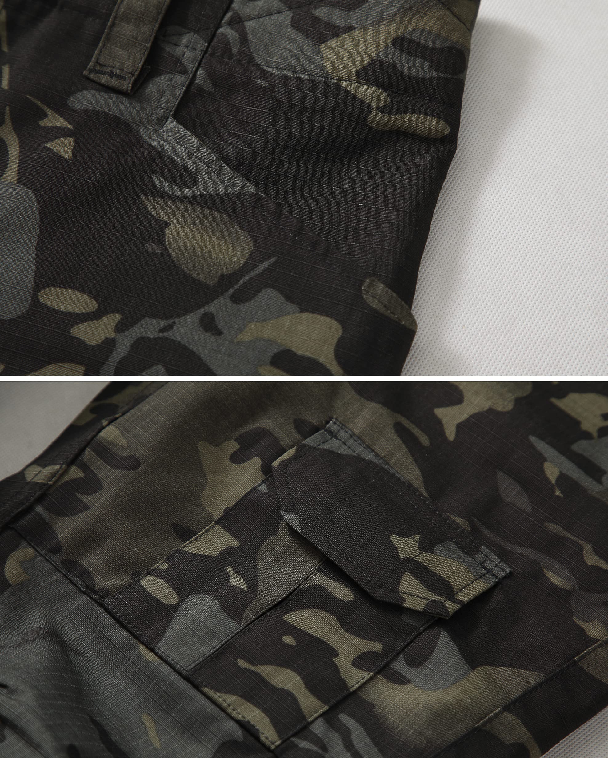 Men's Tactical Camo Cargo Pants - Ripstop Work & Hiking Pants with 10 Pockets (No Belt Needed) - Perfect for Outdoor Adventures, Military Duty & Everyday Wear