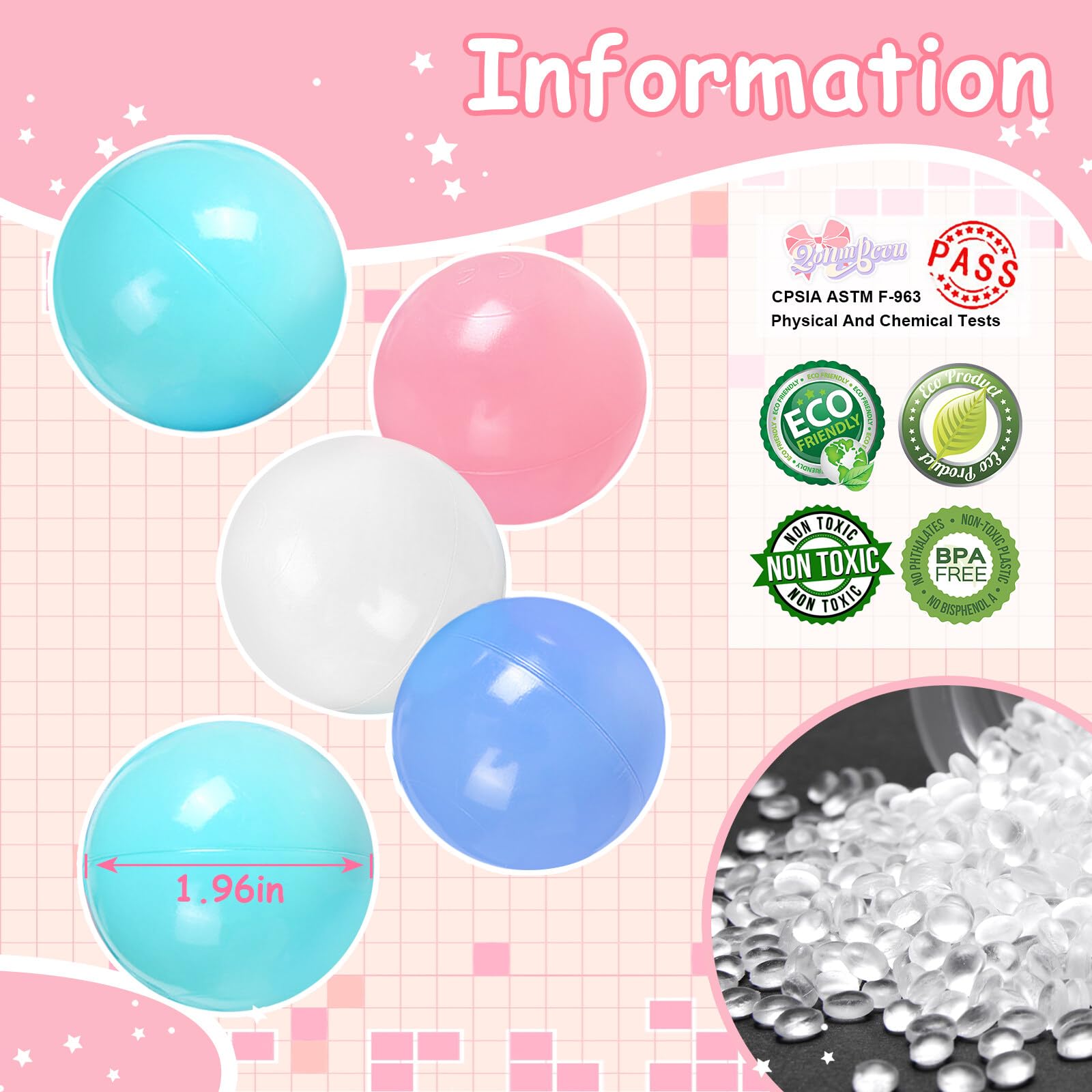 100 Phthalate-Free & BPA-Free Plastic Ball Pit Balls for Babies & Toddlers - Safe Kids Play Balls for Indoor/Outdoor Ball Pits, Playrooms, Daycares & Sensory Play