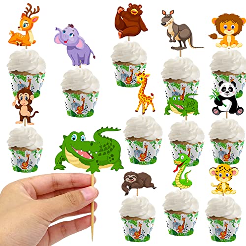 Jungle Theme Cake Topper - 12 Pcs