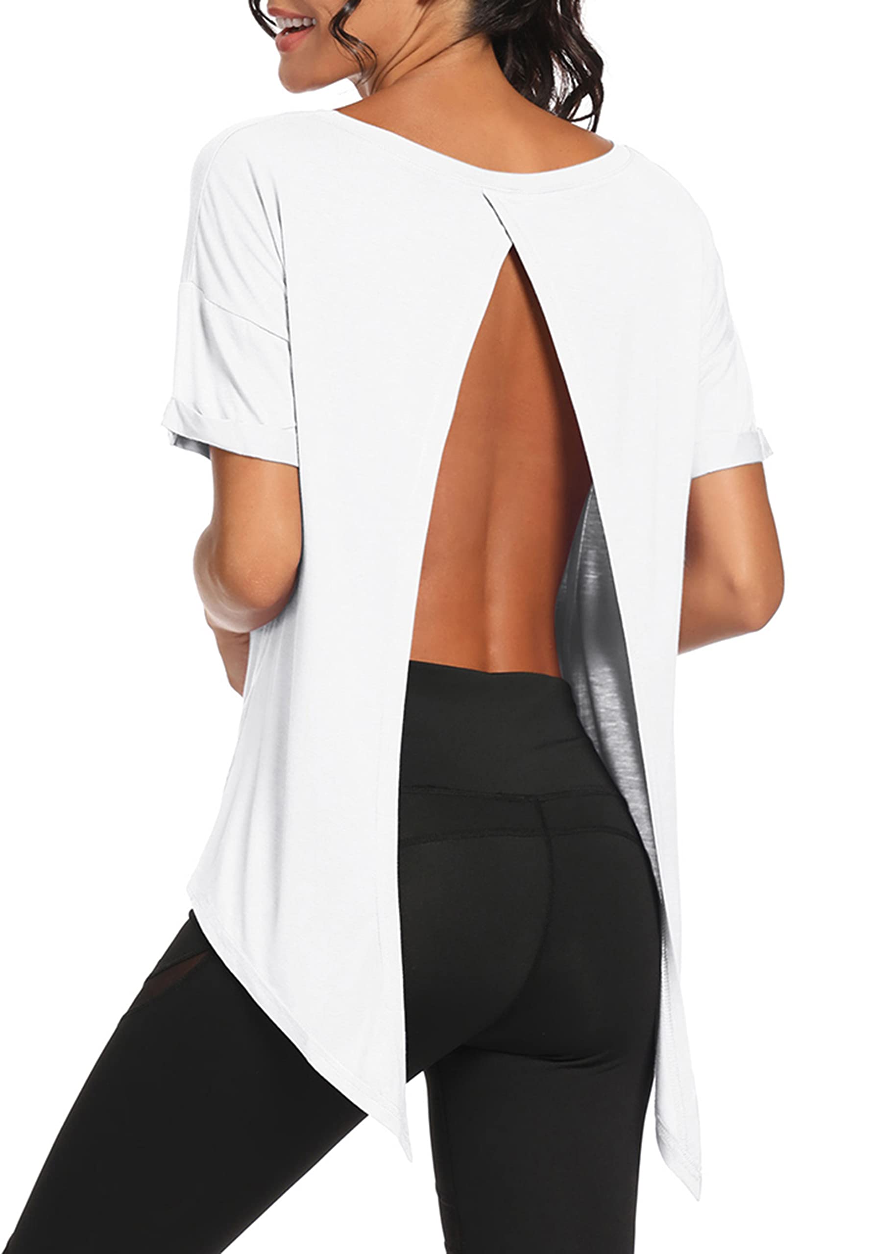 Bestisun Women's Open Back Workout Tops - Gym Athletic Shirts with Tie Back Design - Breathable Muscle Tank for Yoga, Running & Fitness Training