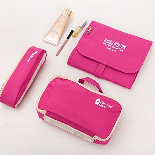 Lazymarts Detachable Travel Shower Bag - Waterproof Cosmetic & Makeup Organizer for Long Trips (Hot Pink) | Perfect for Camping, Gym, Beach & Vacation Essentials Storage