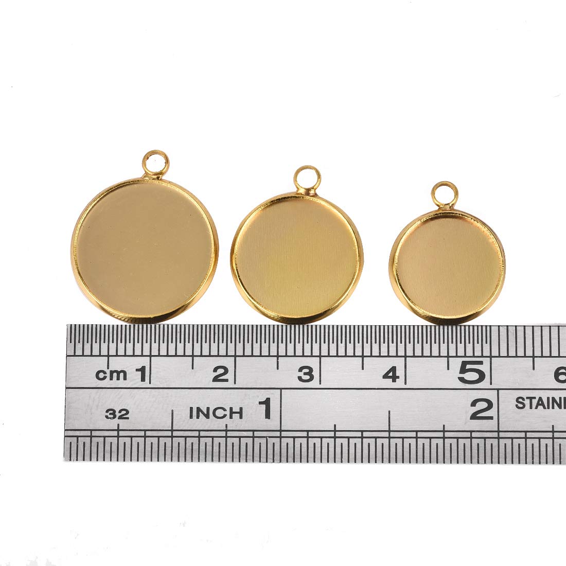 Lanbeide 16x16mm Gold Stainless Steel Pendant Trays - Cabochon Settings & Bezel Pendant Blanks for DIY Jewelry Making, Photo Crafts | Perfect for Necklaces, Bracelets & Handmade Jewelry Designs