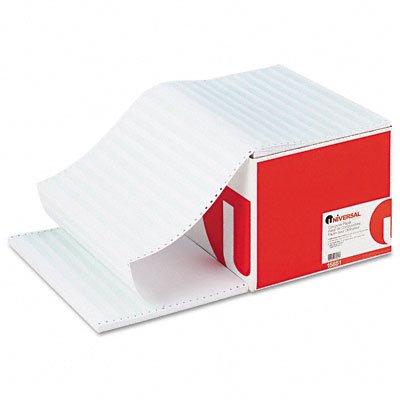 Universal Green Bar Computer Paper 14-7/8 x 11 Inches with Perforated Margins - UNV-15851 | Continuous Feed Printer Paper for Accounting, Invoices & Reports