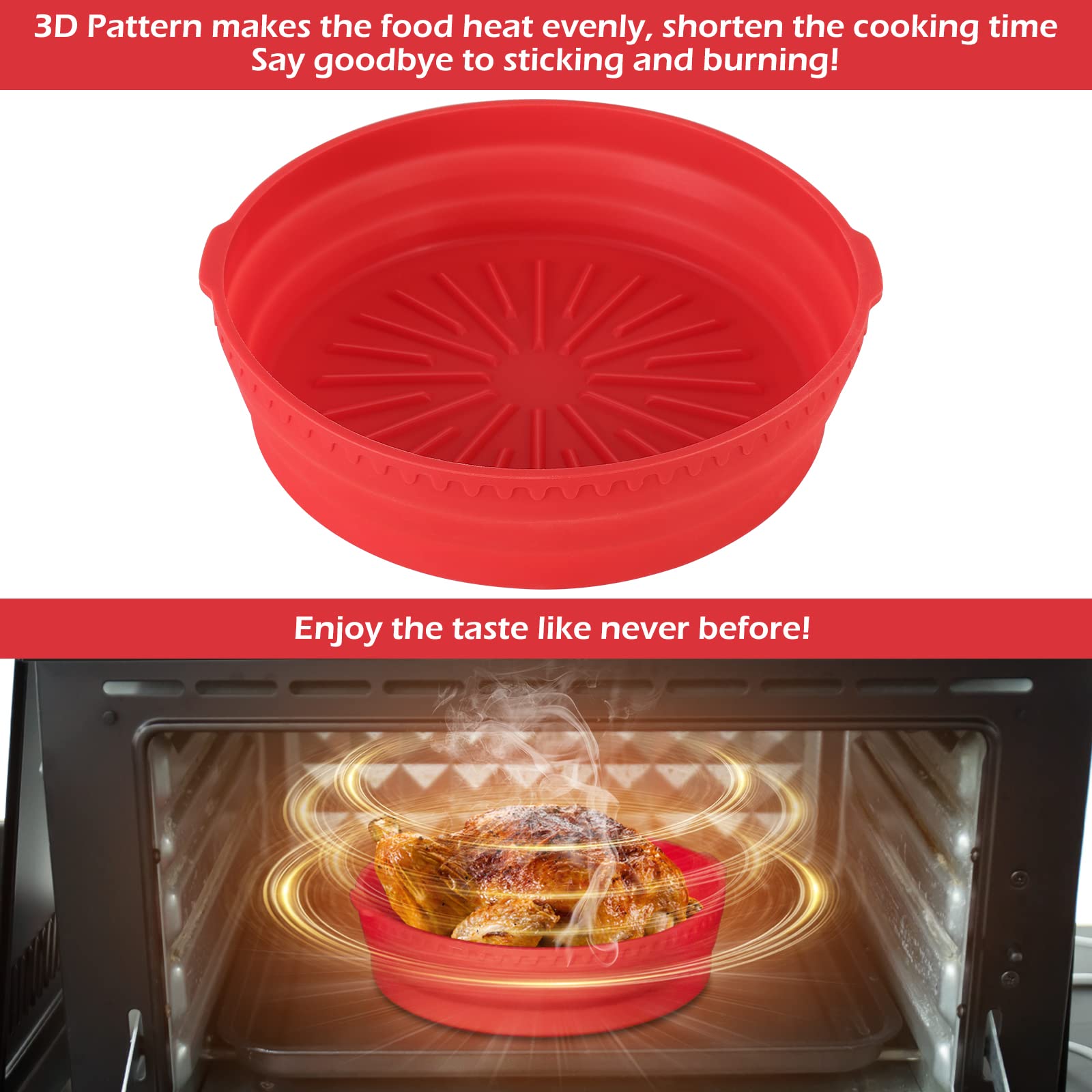 8-inch Thicken Air Fryer Silicone Liners - Reusable, Non-Stick & Food Safe Basket for 4QT to 7QT Air Fryers - Easy to Clean Oven Accessories - Perfect for Healthy Frying, Baking & Roasting