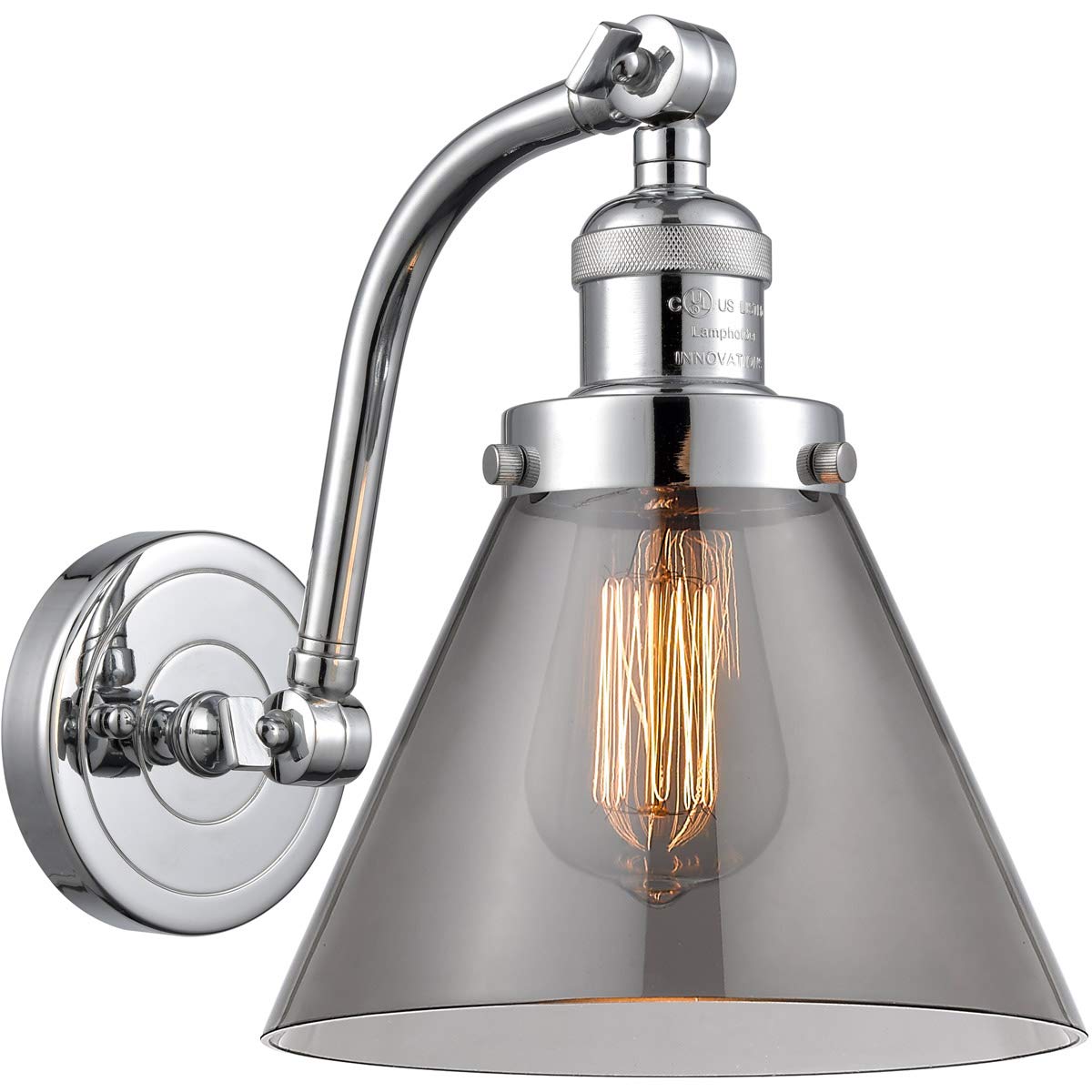 Vintage Dimmable LED Wall Sconce Light Fixture - 1 Light Polished Chrome Finish for Bedroom, Hallway & Living Room Decor