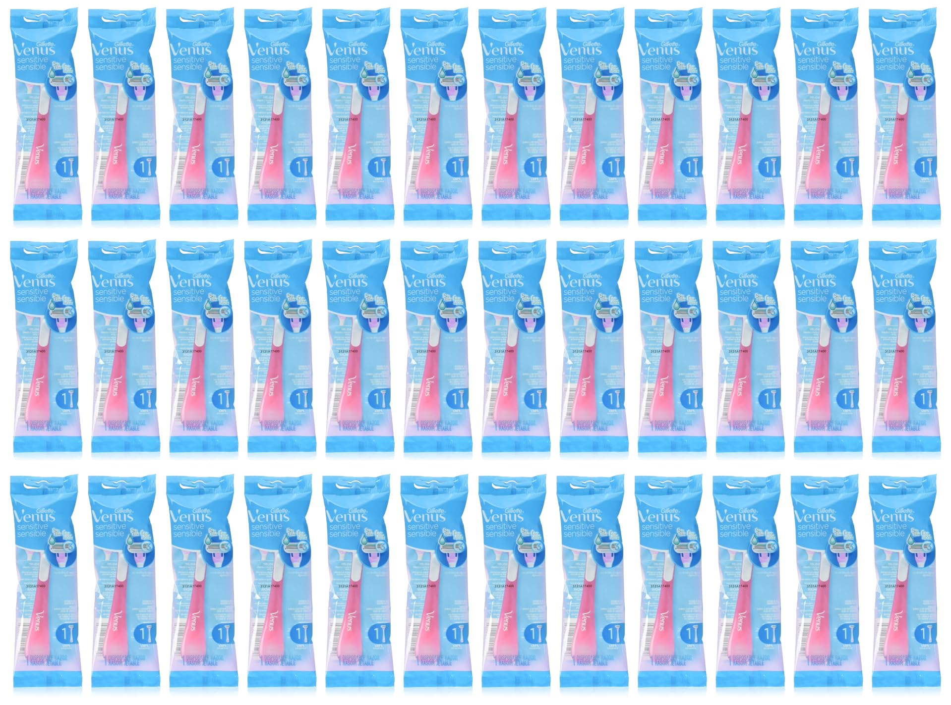 Venus Sensitive Disposable Razors - 36 Count Case Pack | Ultra Gentle Single Blade Razors for Women | Perfect for Travel, Gym & Everyday Shaving