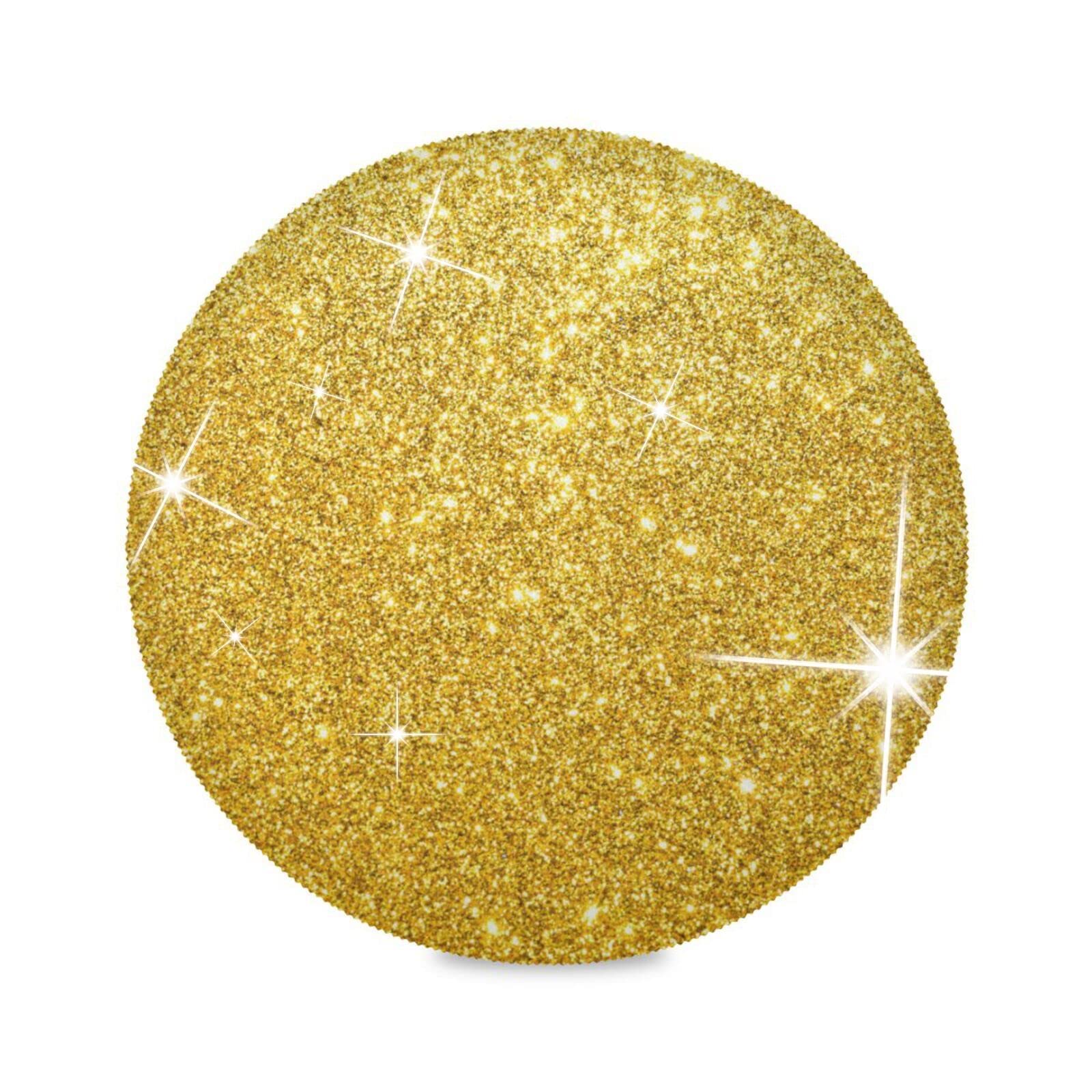 6-Pack Gold Glitter Sparkle Placemats Set - 15.4 Inch Round Sequined Table Mats for Kitchen, Kids, Christmas, Wedding Party Decor - Waterproof & Easy to Clean for Daily Use & Special Occasions