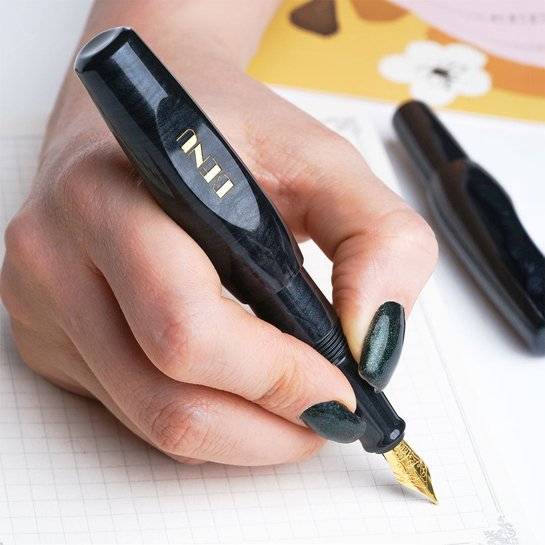 Benu Pixie Pocket Fountain Pen - Smoky Black Ink, Compact & Portable for Everyday Writing, Journaling, and Note-Taking
