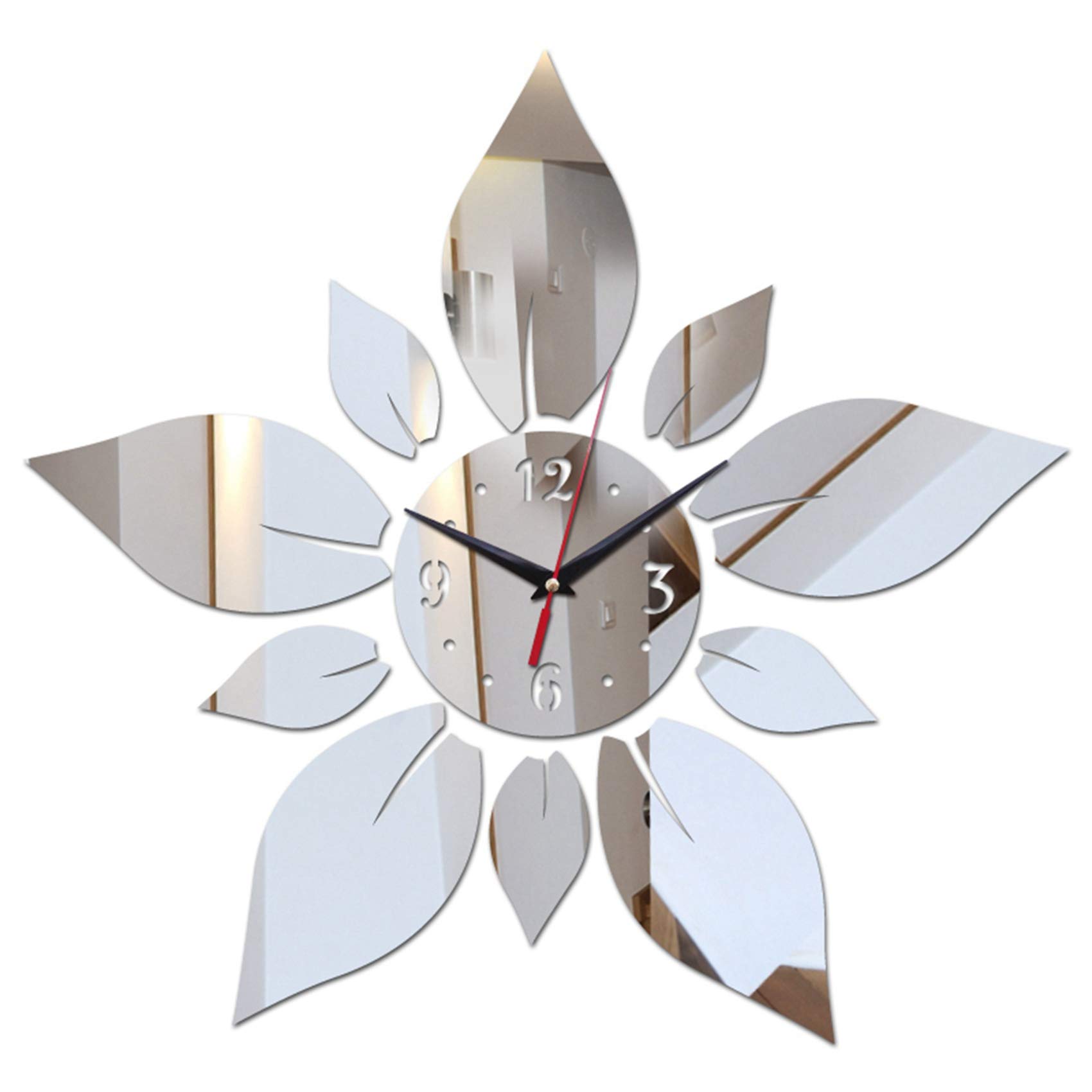 YHJIC Acrylic Mirror Wall Clock - Modern Single Face Silver Wall Sticker for Home & Office Decor | Perfect for Living Room, Bedroom, and Workspace
