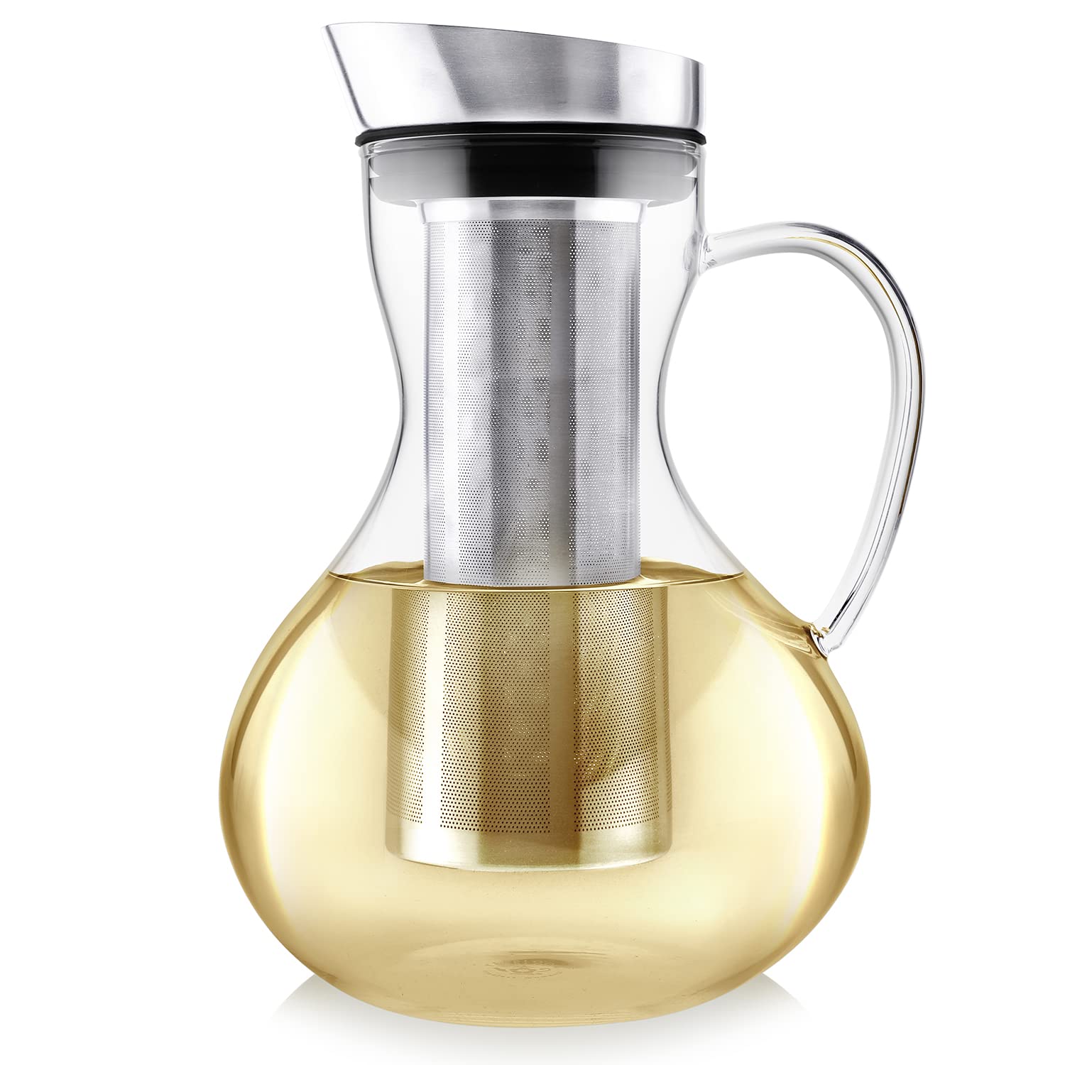 Teabloom Multi-Brew Glass Teapot with Kettle & Pitcher - 51 oz (1.5L) 6-Cup Capacity for Hot Tea, Iced Tea, Cold Brew & Fruit Infused Water - Perfect for Home, Office & Tea Parties - Premium Formosa Tea Maker Set