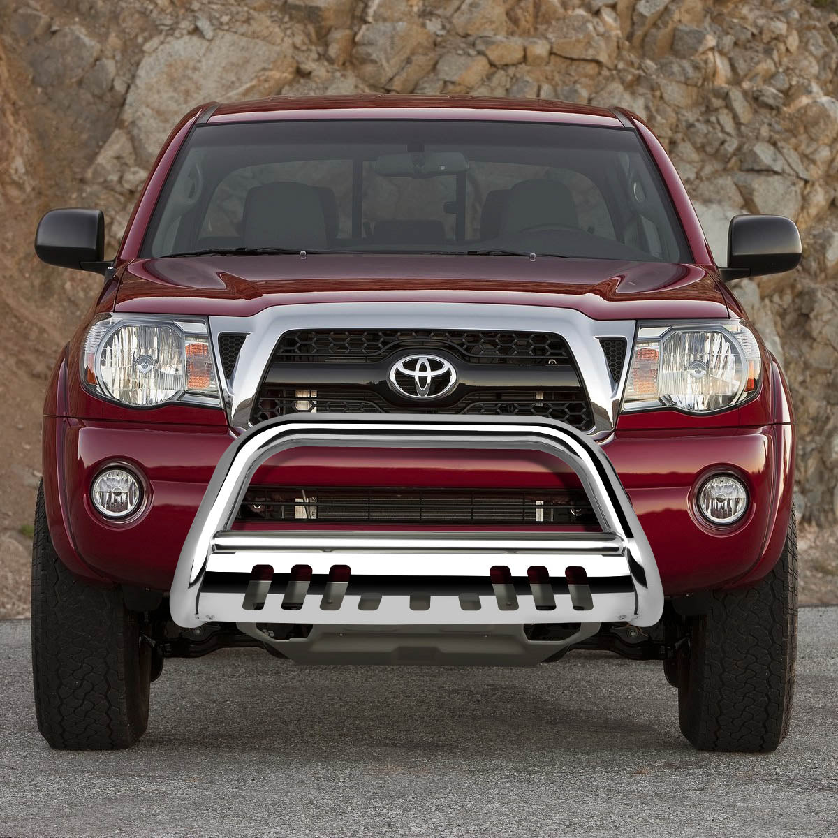 05-15 Toyota Tacoma Bull Bar with Skid Plate - Heavy Duty Stainless Steel Grille Guard for Off-Road Protection & Truck Accessories - Perfect for Adventure, Hunting & Outdoor Activities